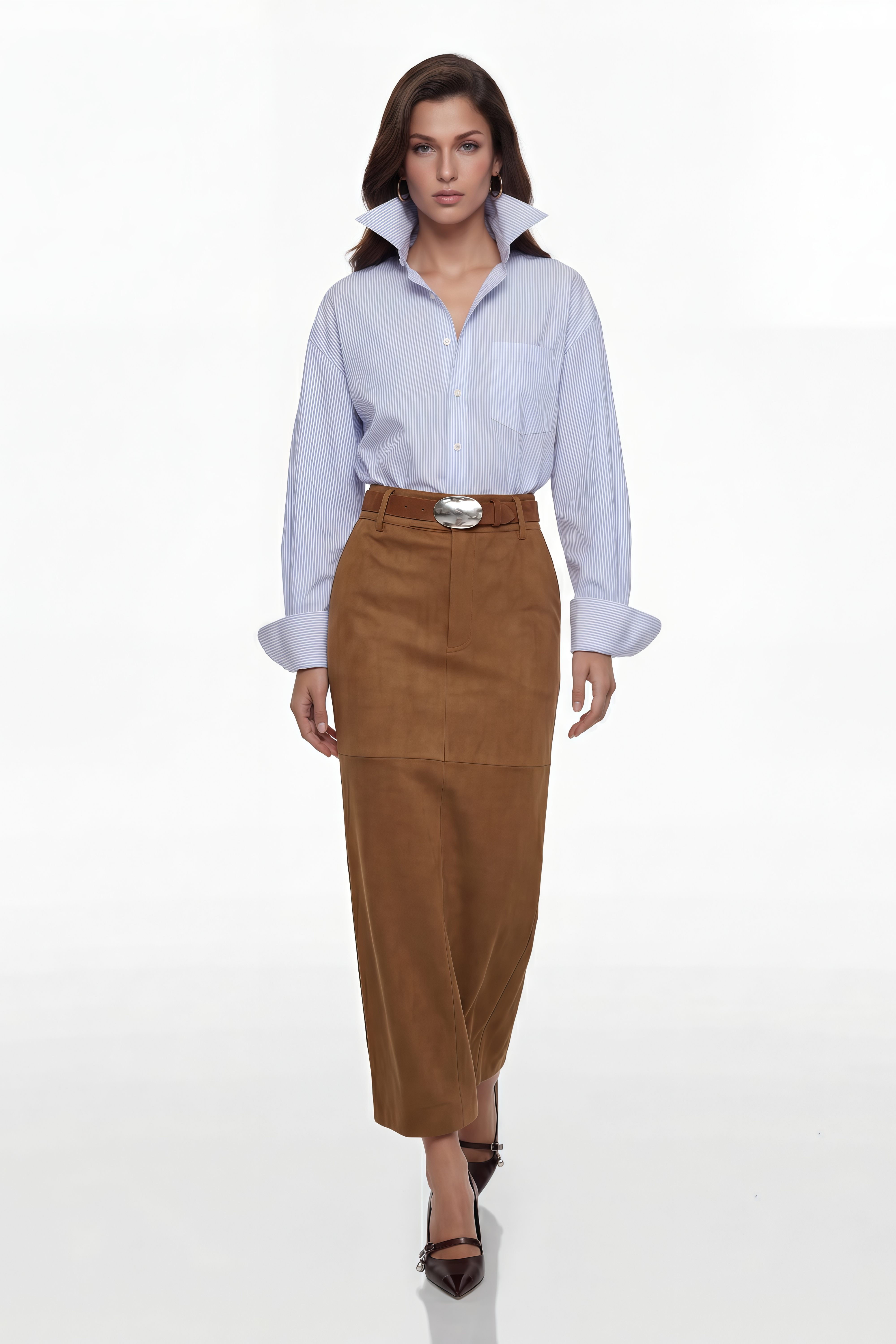 تنورة ماتيلدا براون من الجلد الصناعي