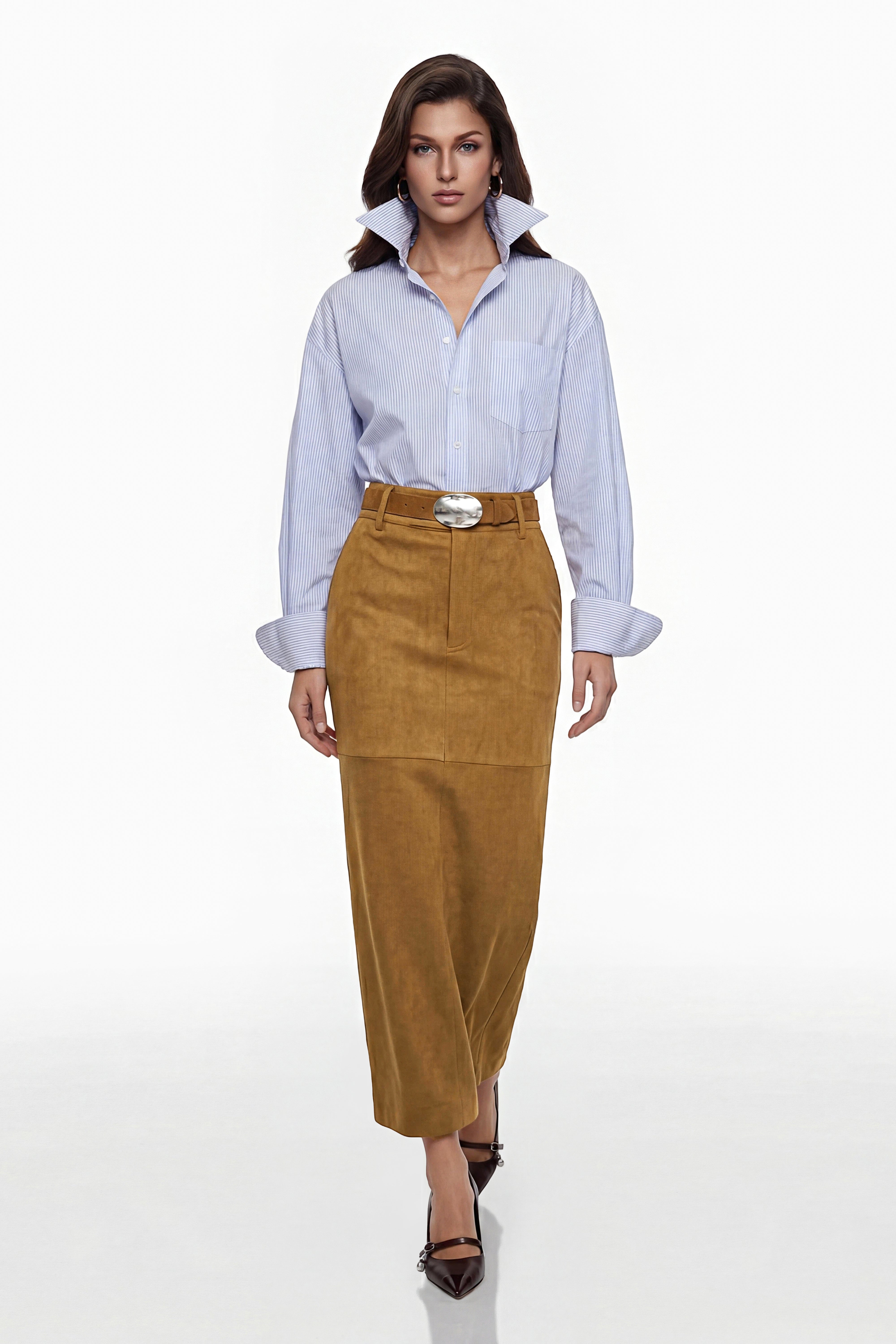 Matilda Brown Faux Suede Skirt