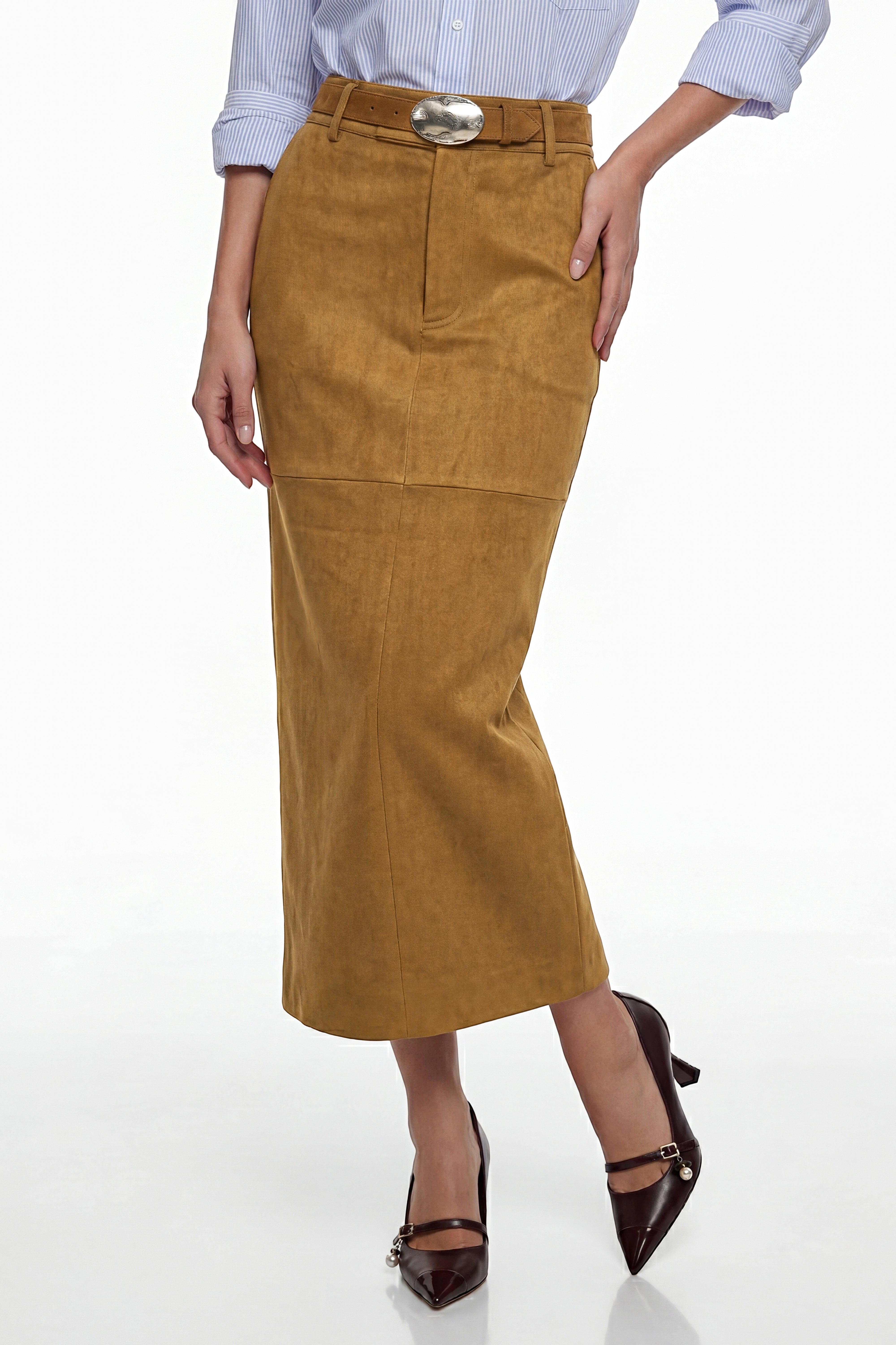 Matilda Brown Faux Suede Skirt