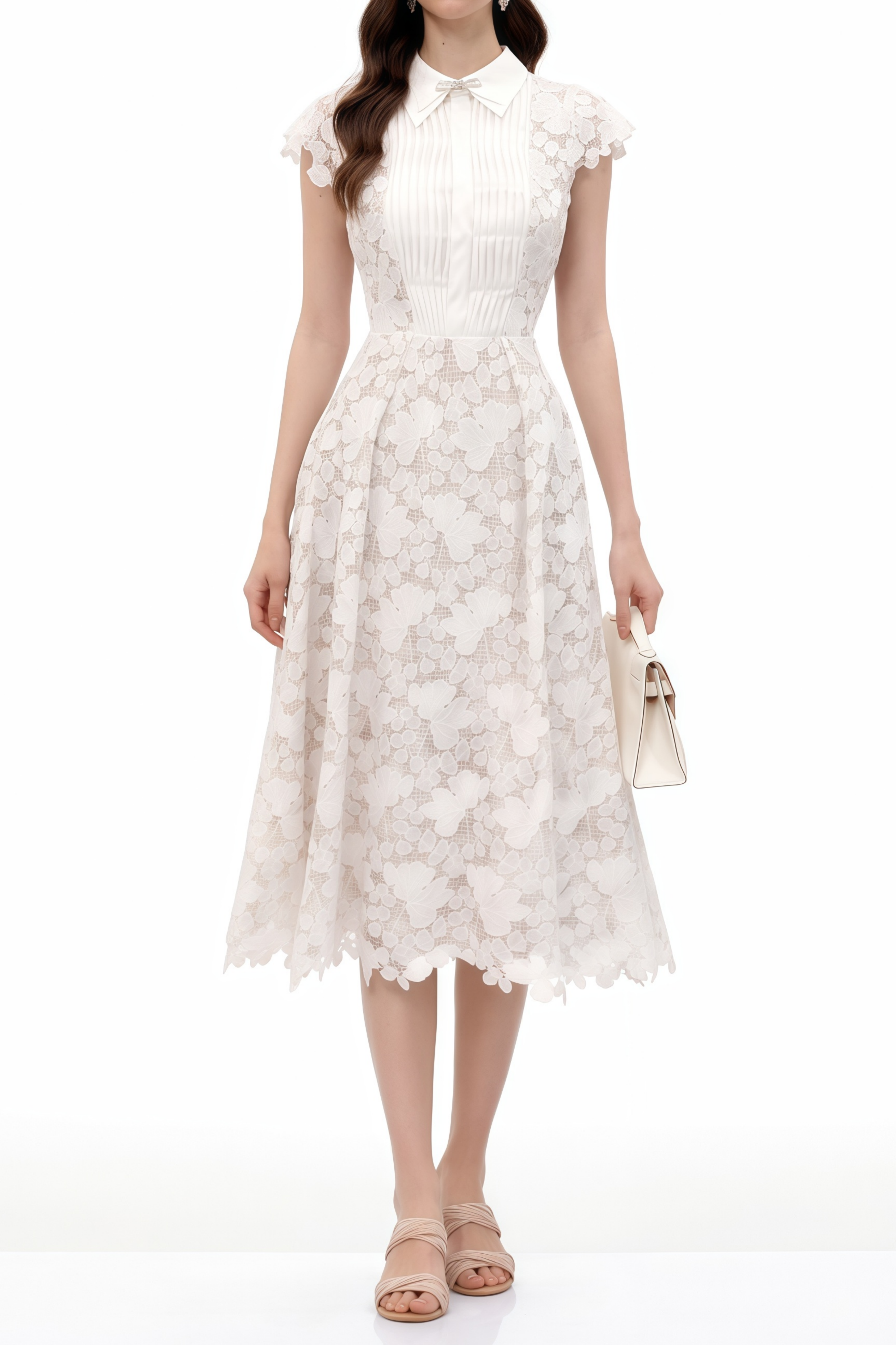 Mckensie White Midikleid mit Blumenapplikation