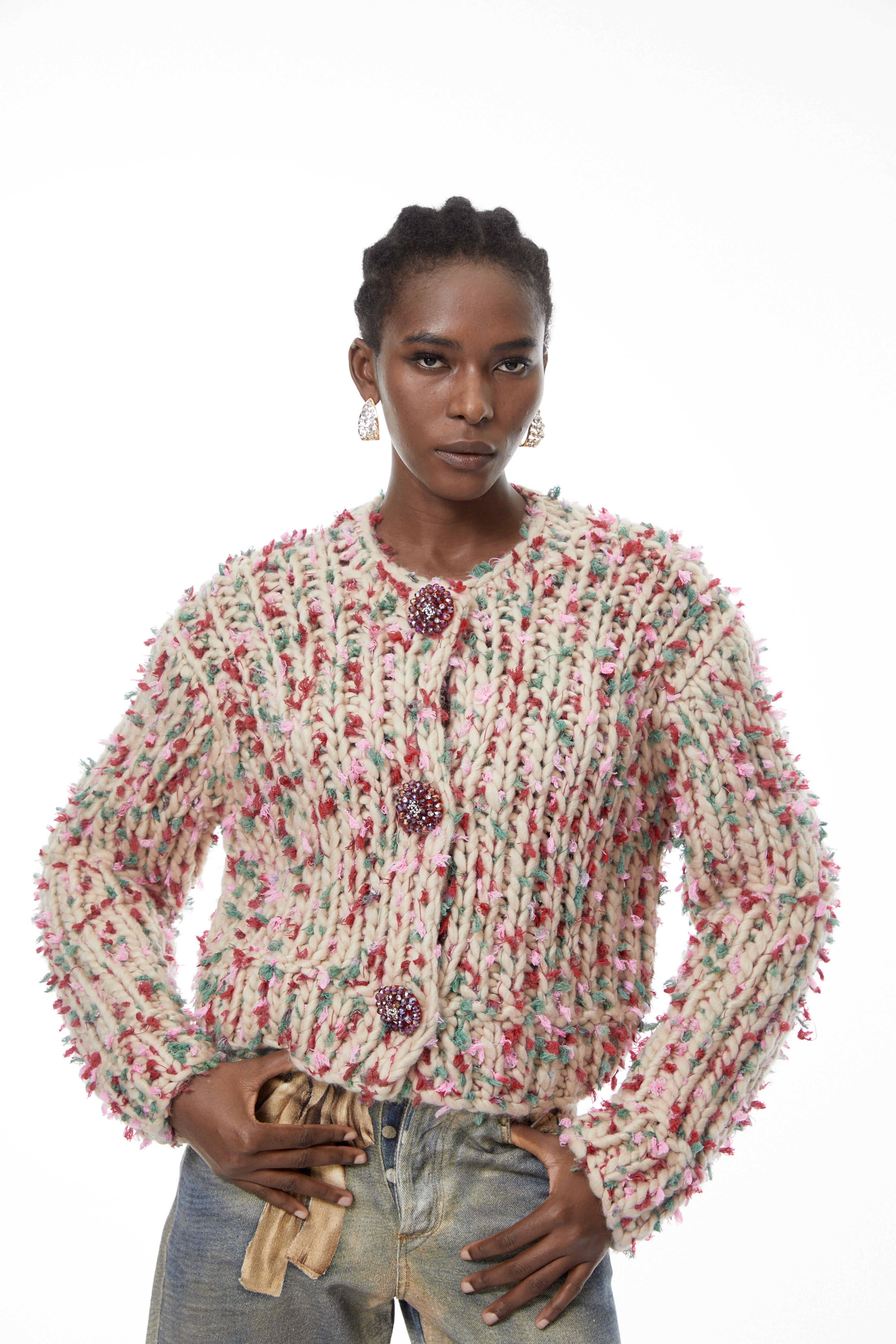 Mélisande Neutral Floral Knit Sweater