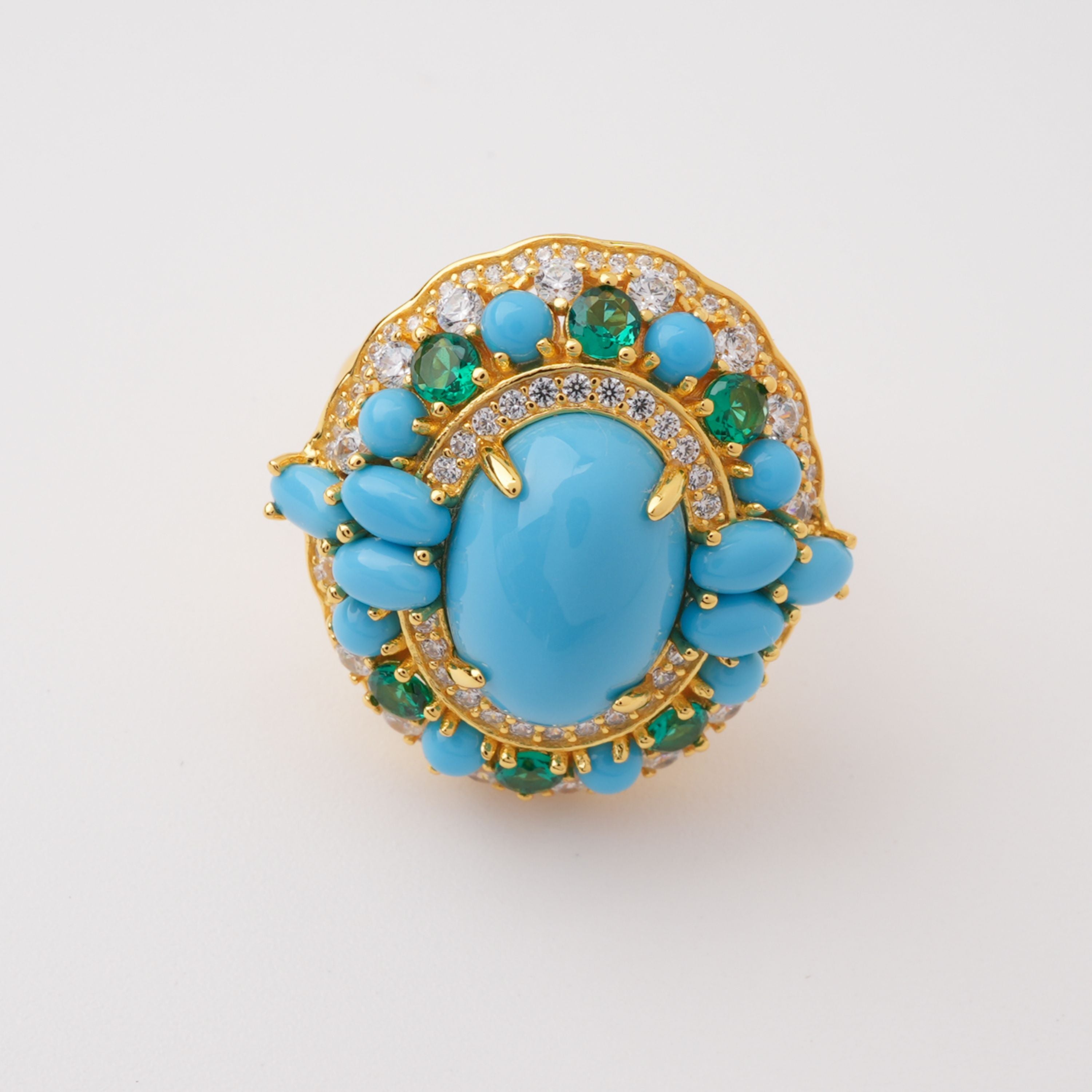 Millie Blue Turquoise Cabochon Sterling Silver Ring