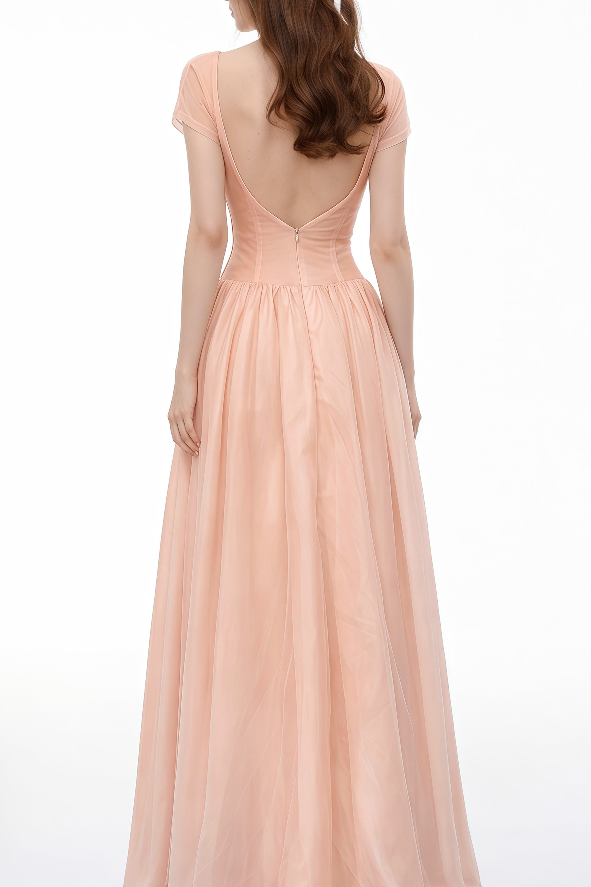 Millie – Rosa Maxikleid im Fairycore-Stil mit Rüschen und Netzstoff