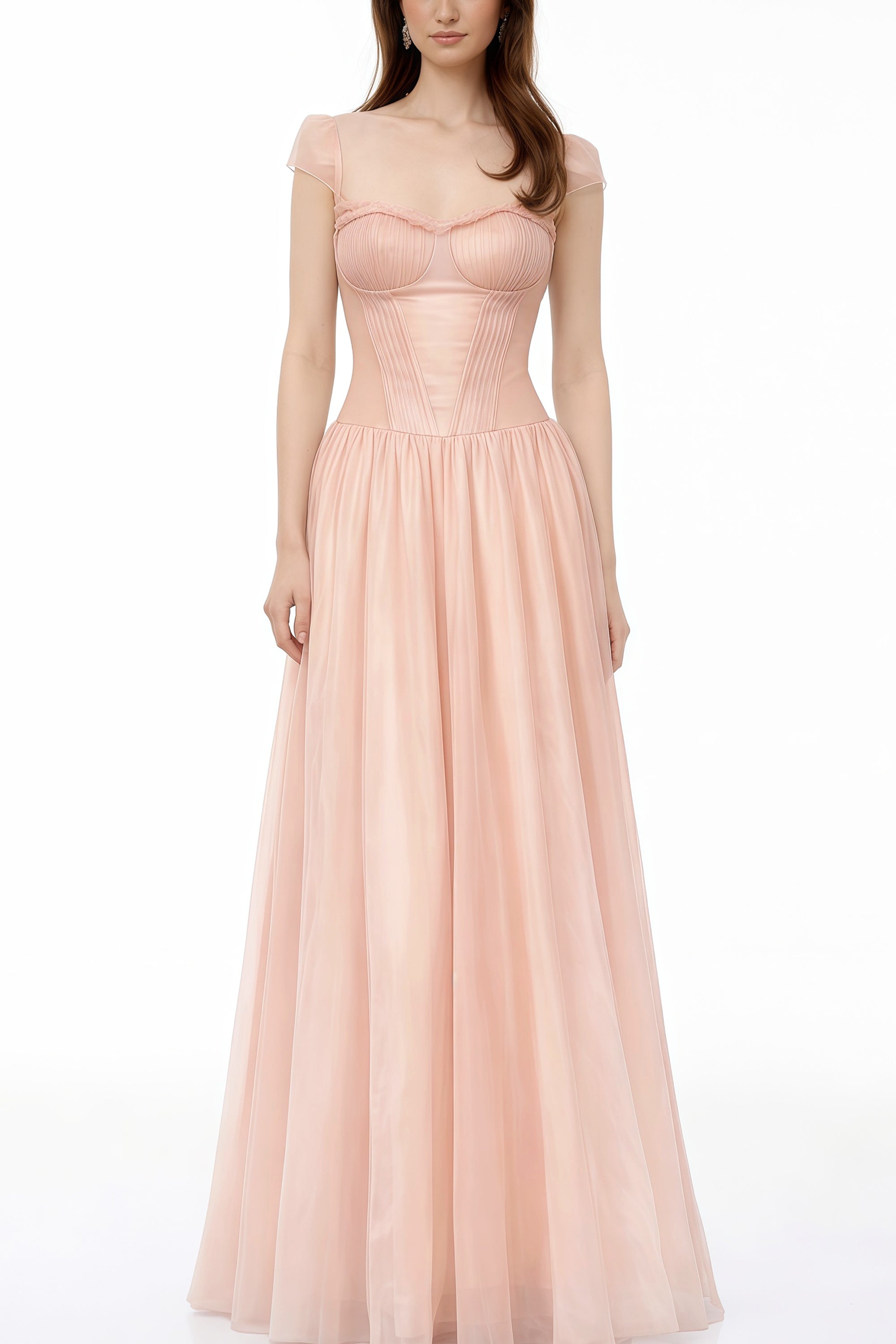 Millie – Rosa Maxikleid im Fairycore-Stil mit Rüschen und Netzstoff