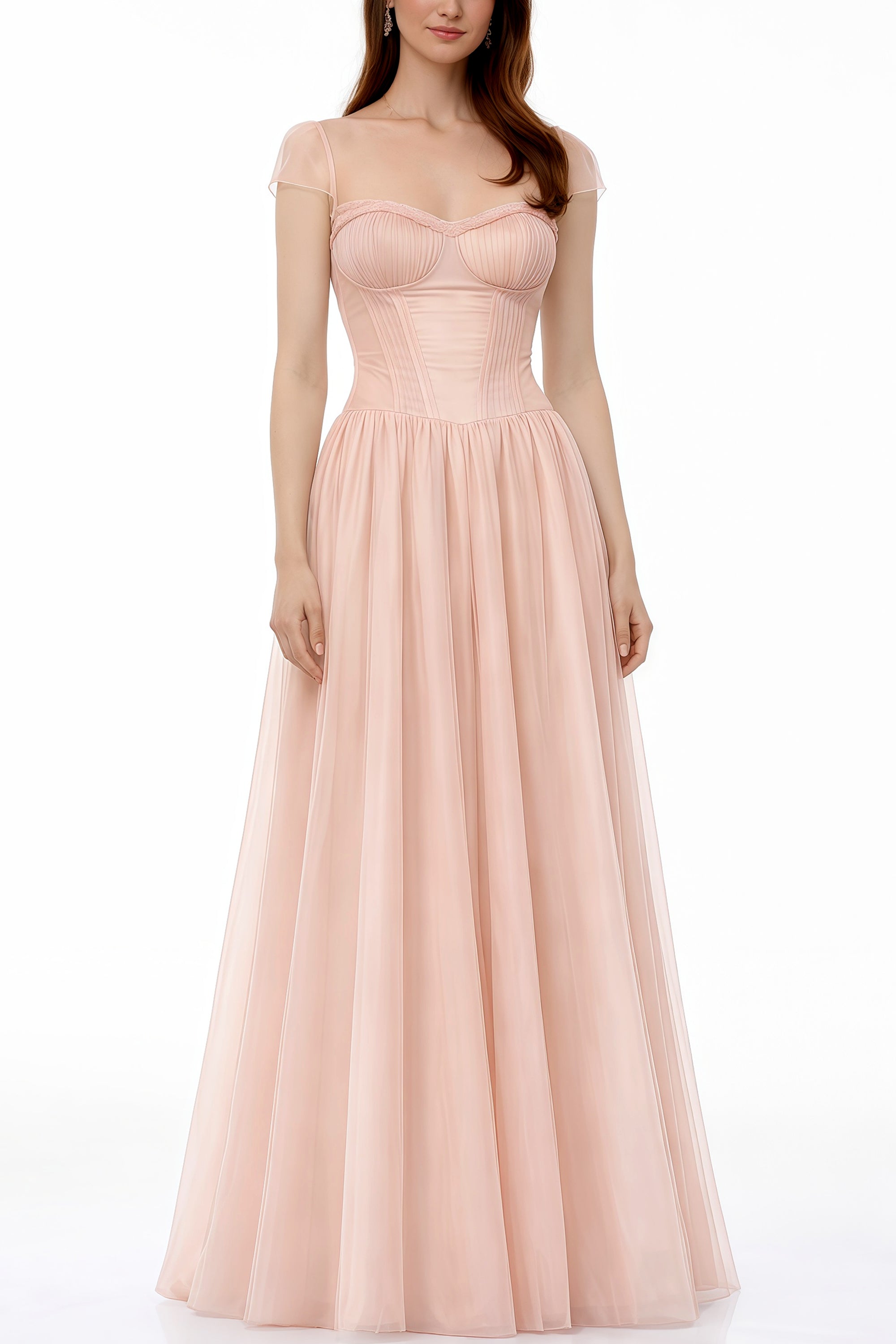 Millie – Rosa Maxikleid im Fairycore-Stil mit Rüschen und Netzstoff