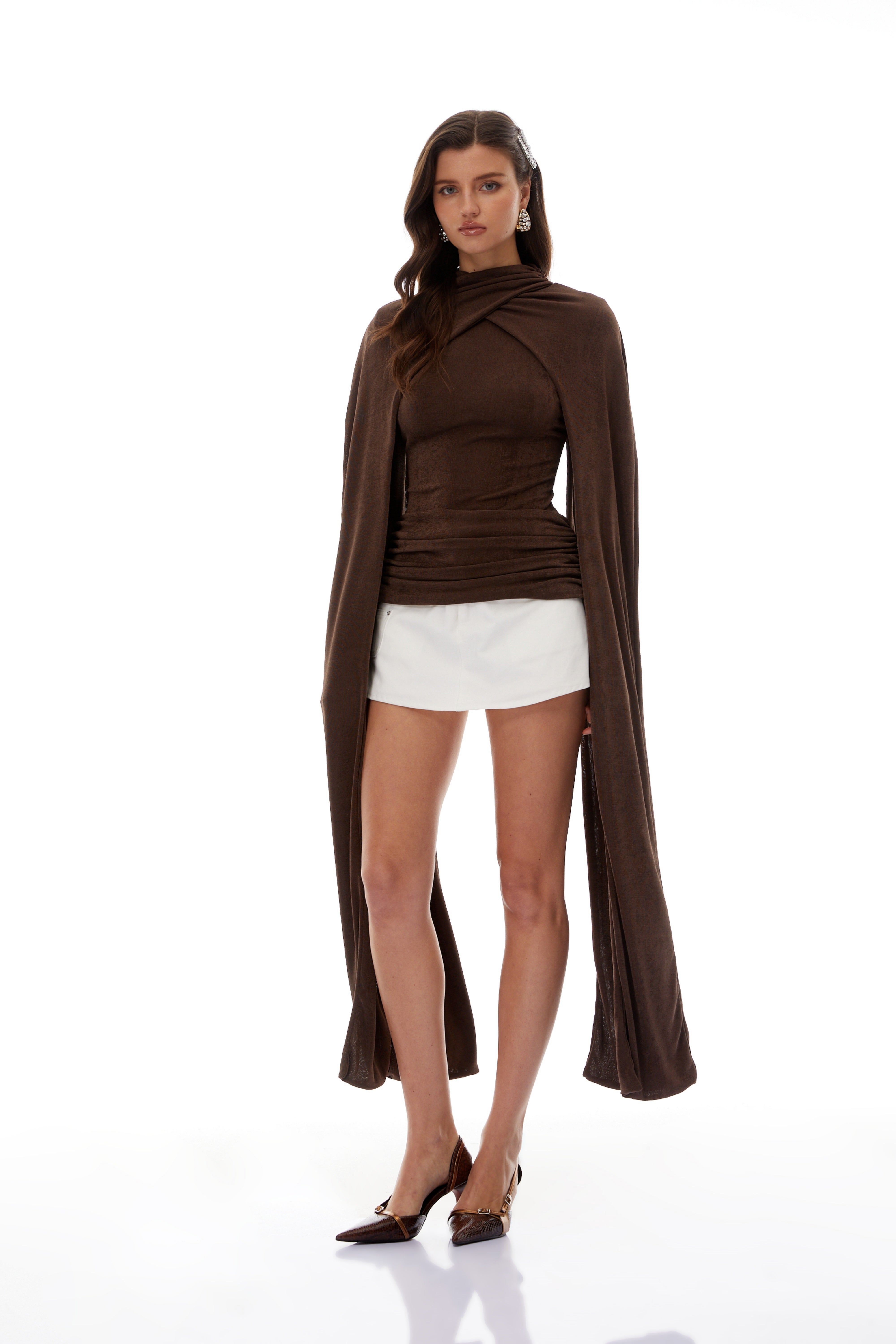 Brown Lyris Cape Top