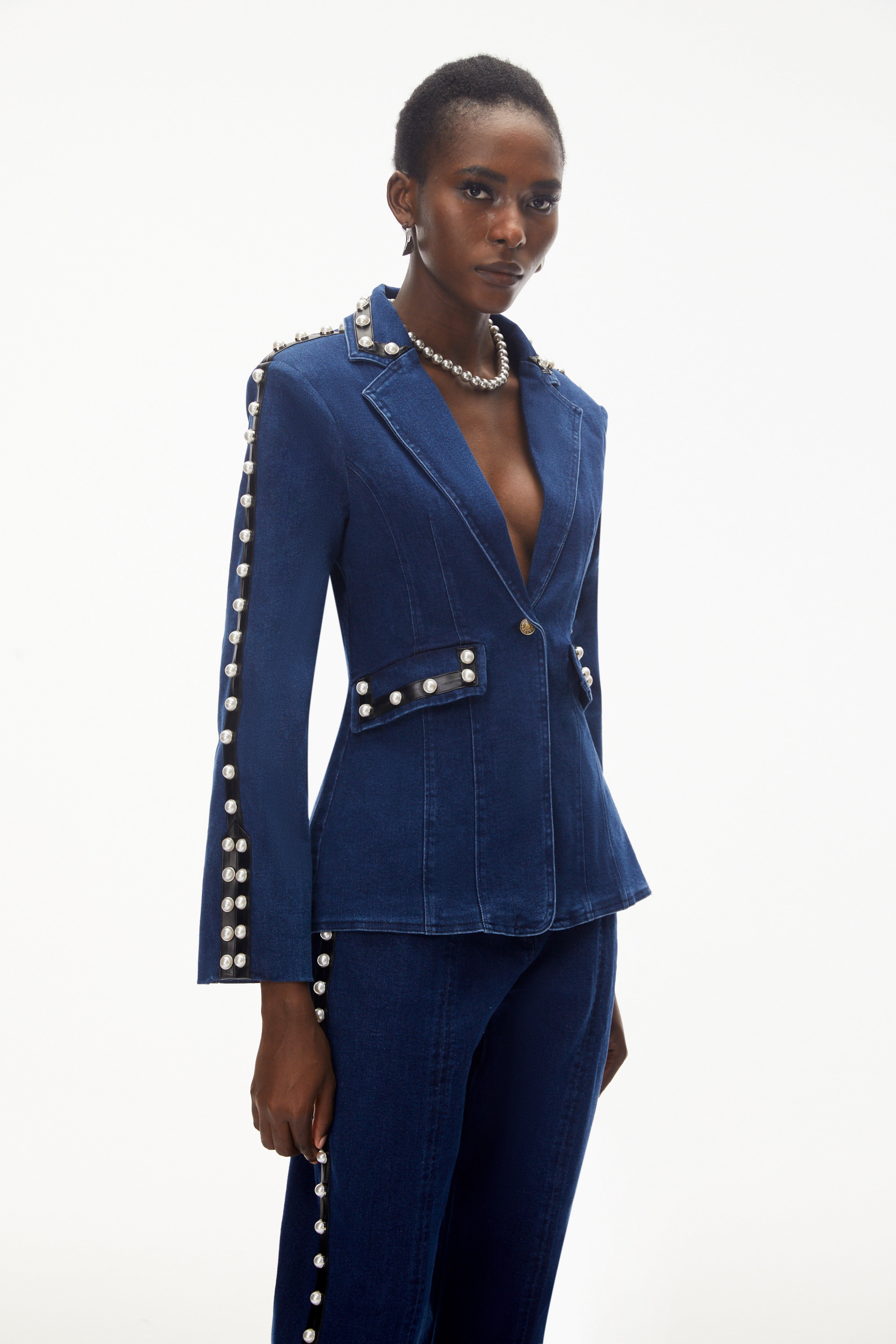 Ensemble veste et pantalon en jean orné « Morgause Blue »