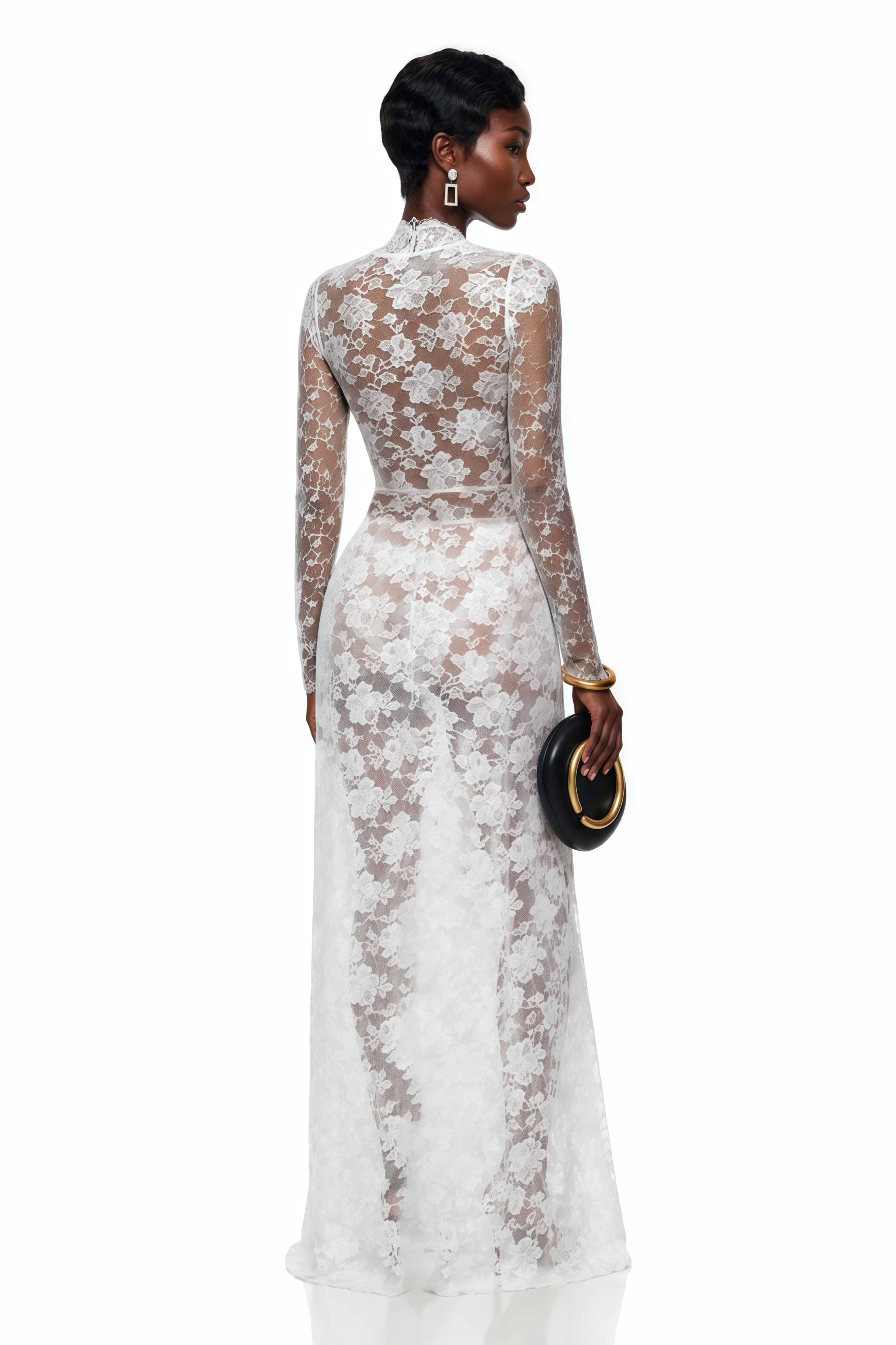 Natalia White Cut-Out Lace Top & Trousers Set