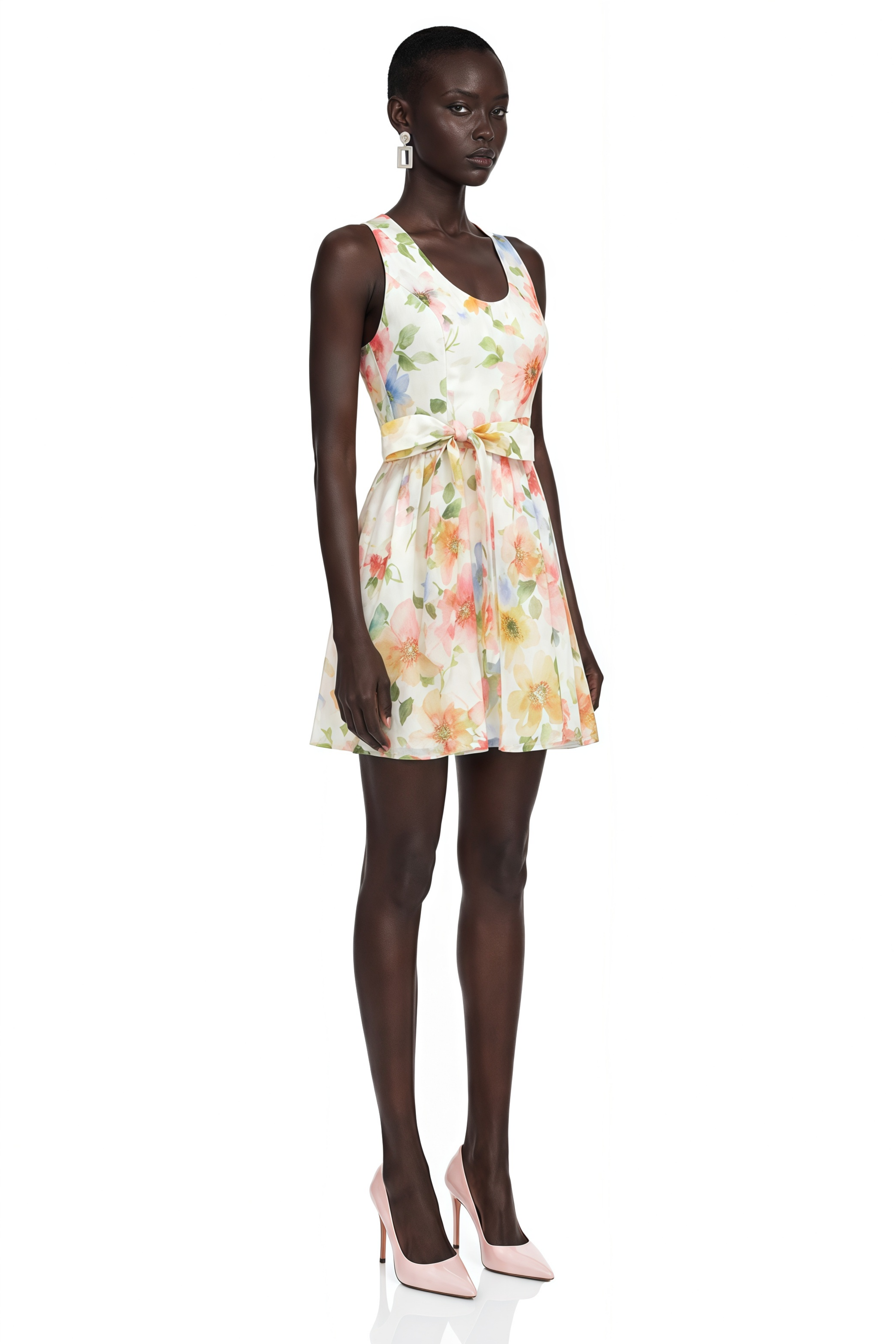 Nellie White Floral Print Mini Dress