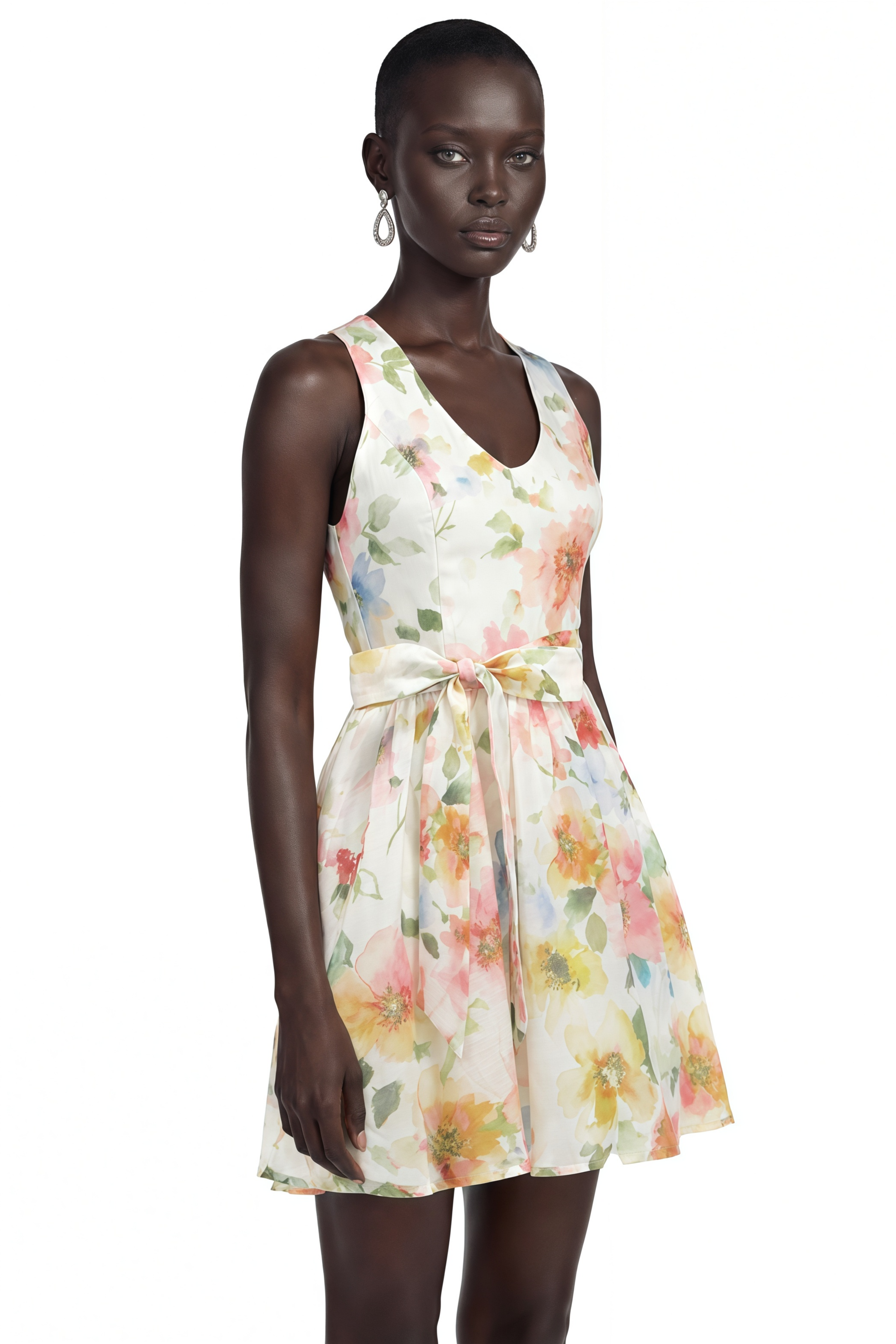 Nellie White Floral Print Mini Dress