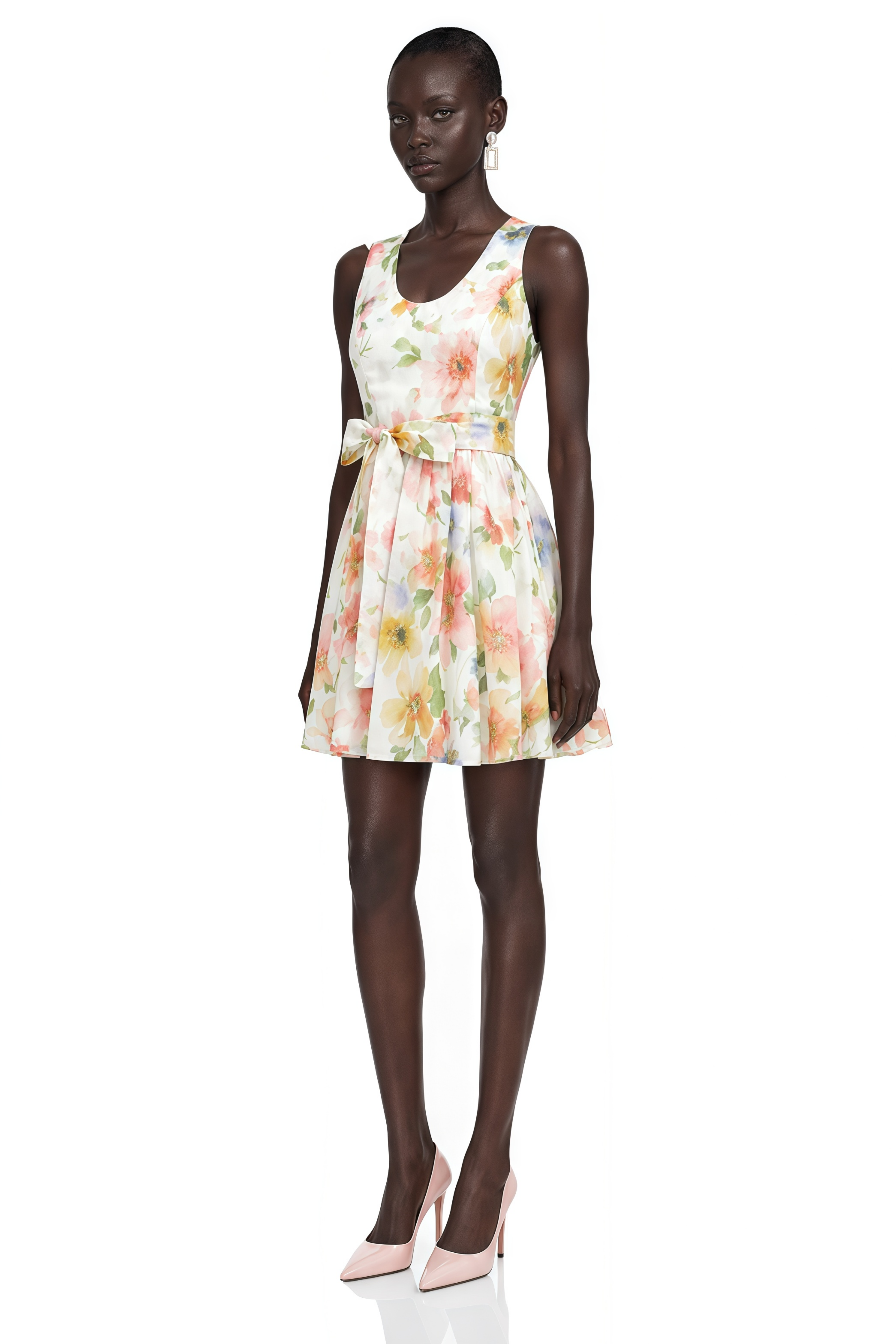 Nellie White Floral Print Mini Dress