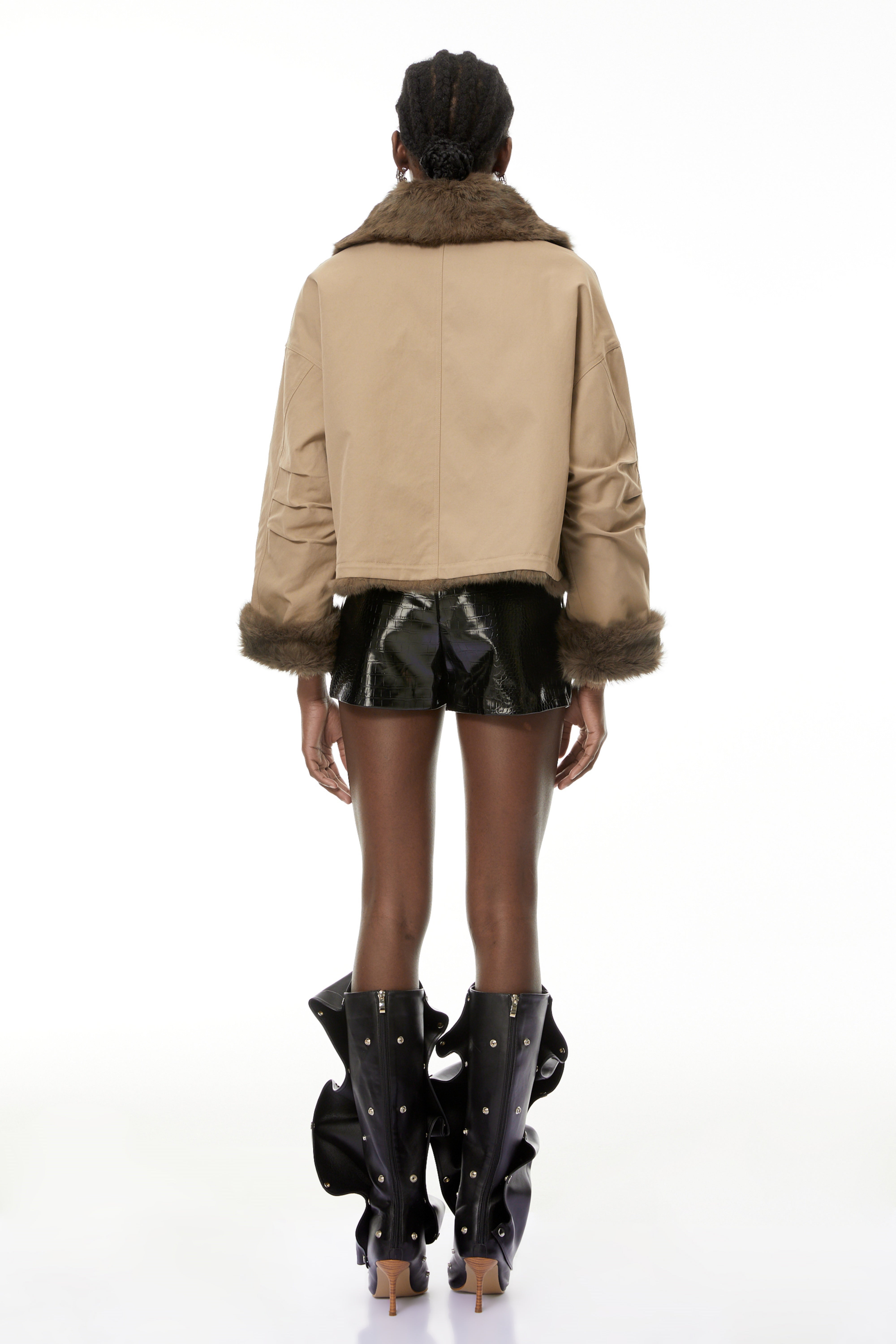 Nevaeh Khaki Fur Trim Coat