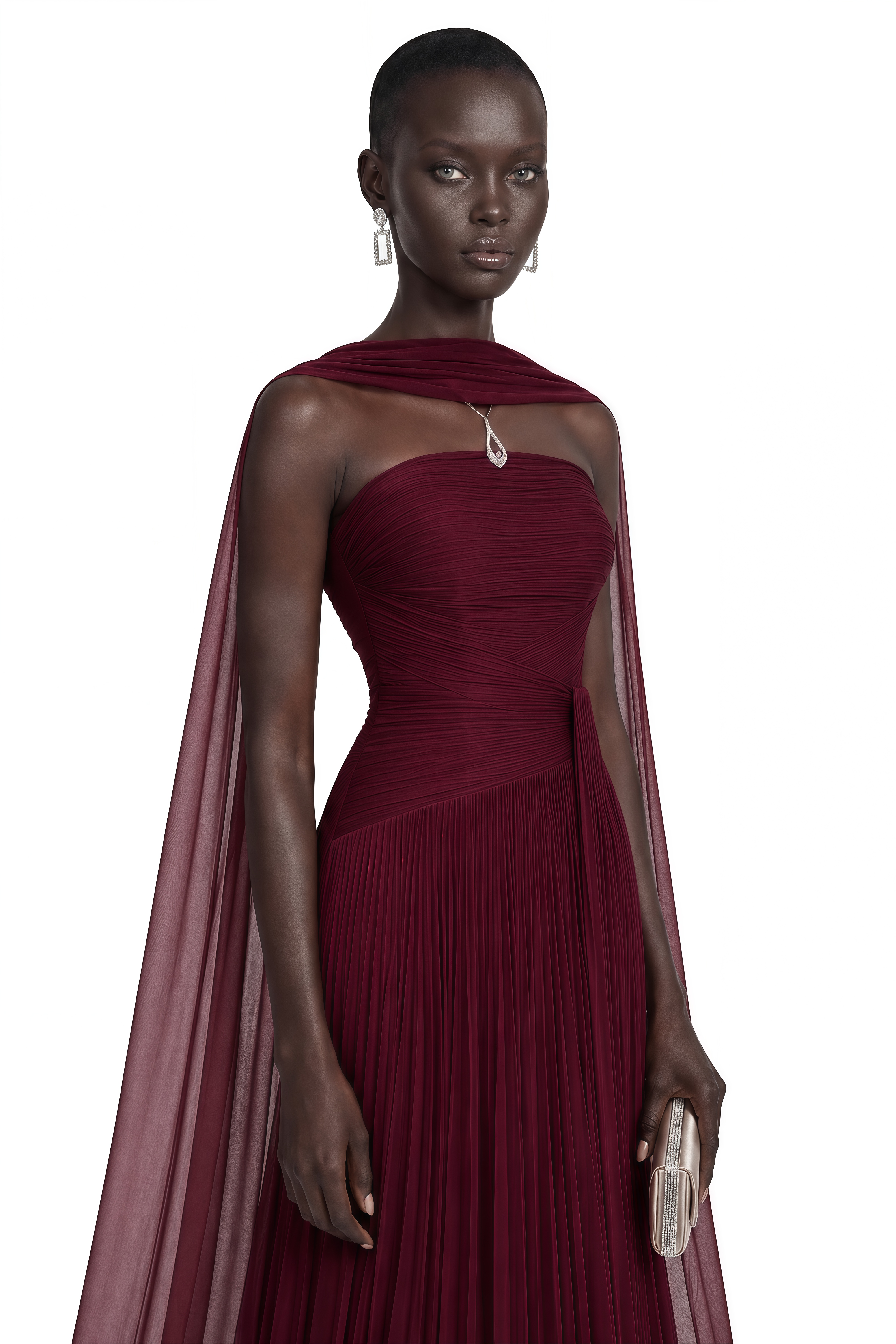 Niamh Red Cross Front Ruched Maxi Dress