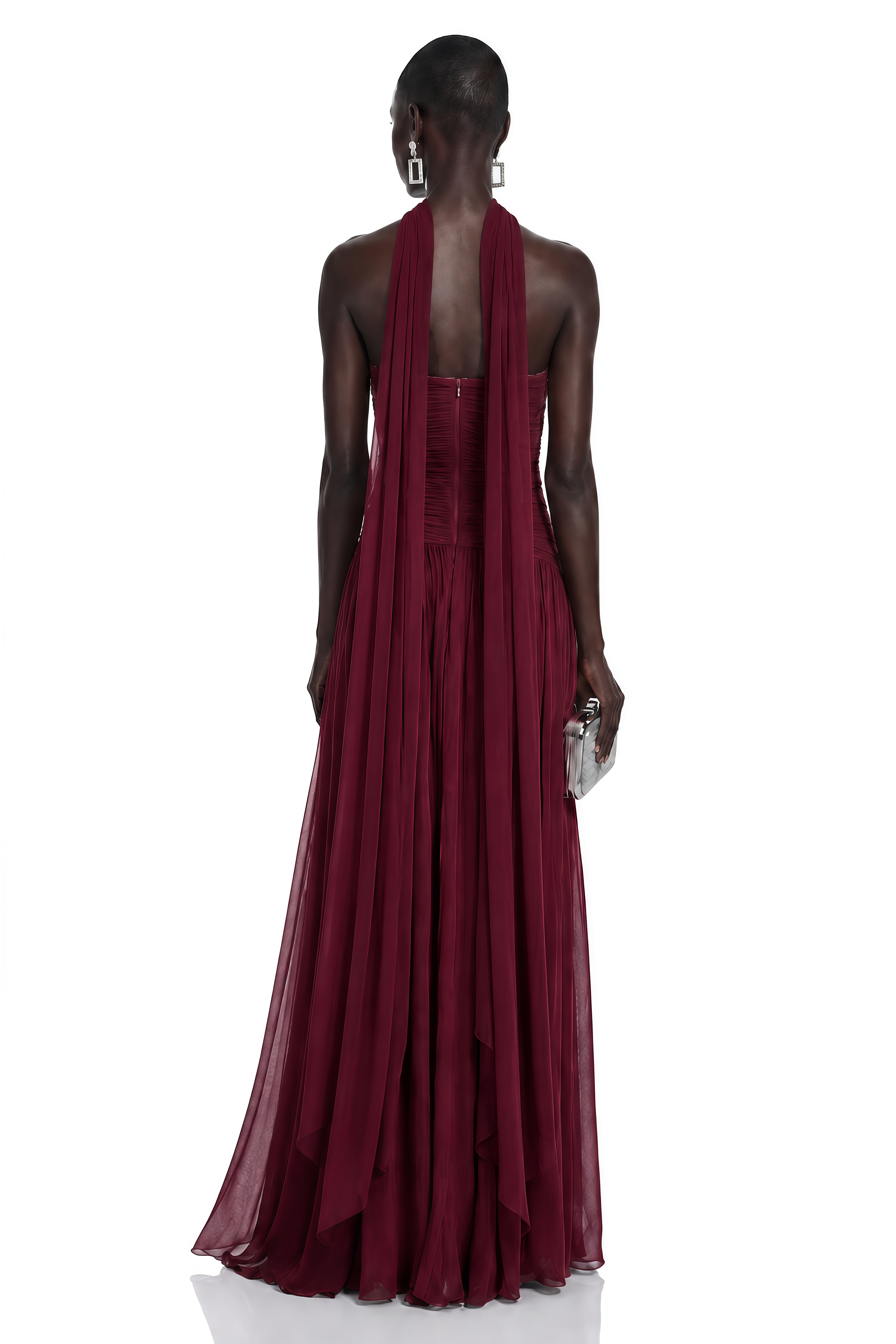 Niamh Red Cross Front Ruched Maxi Dress