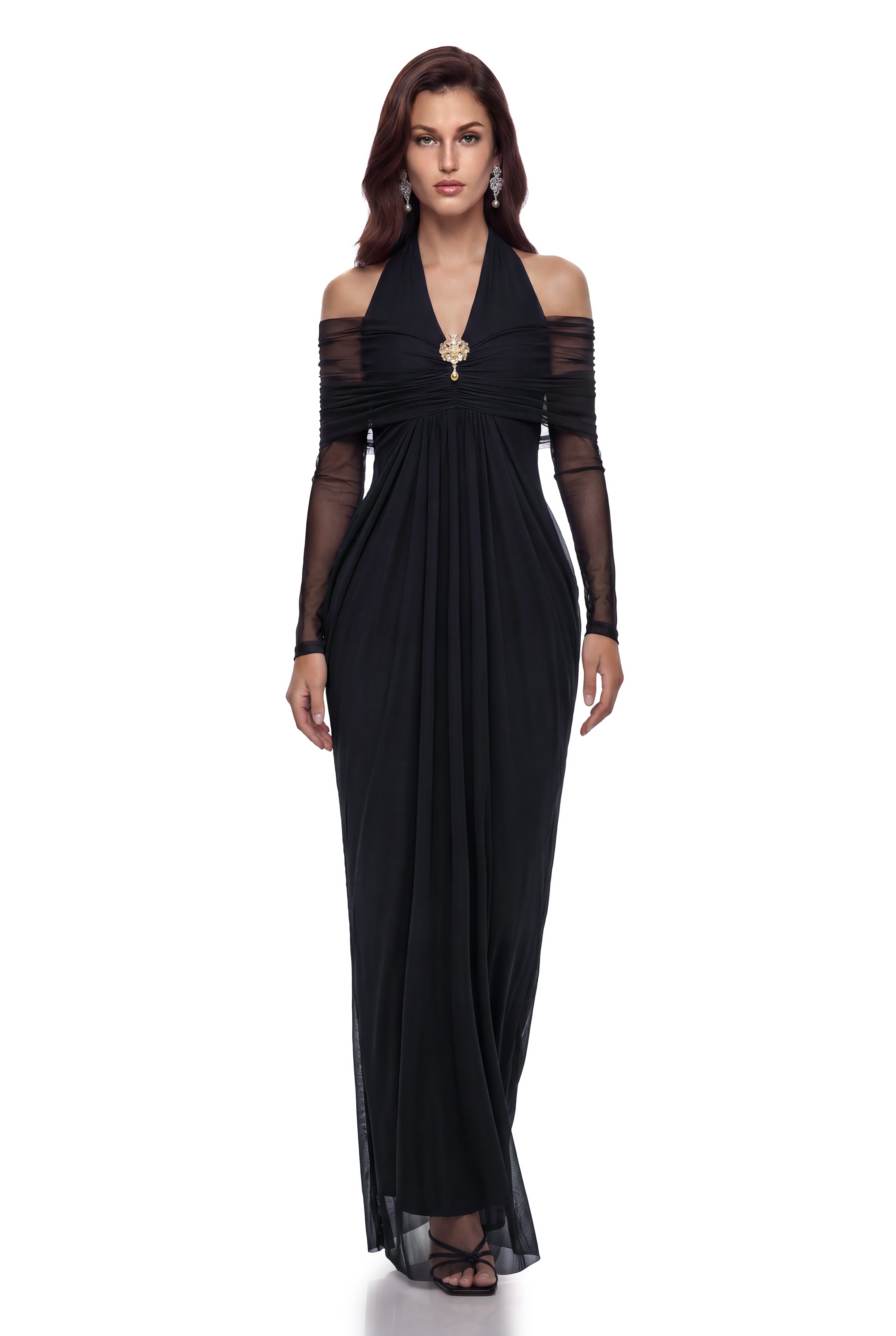 Robe longue à dos nu et épaules dénudées Nora Black