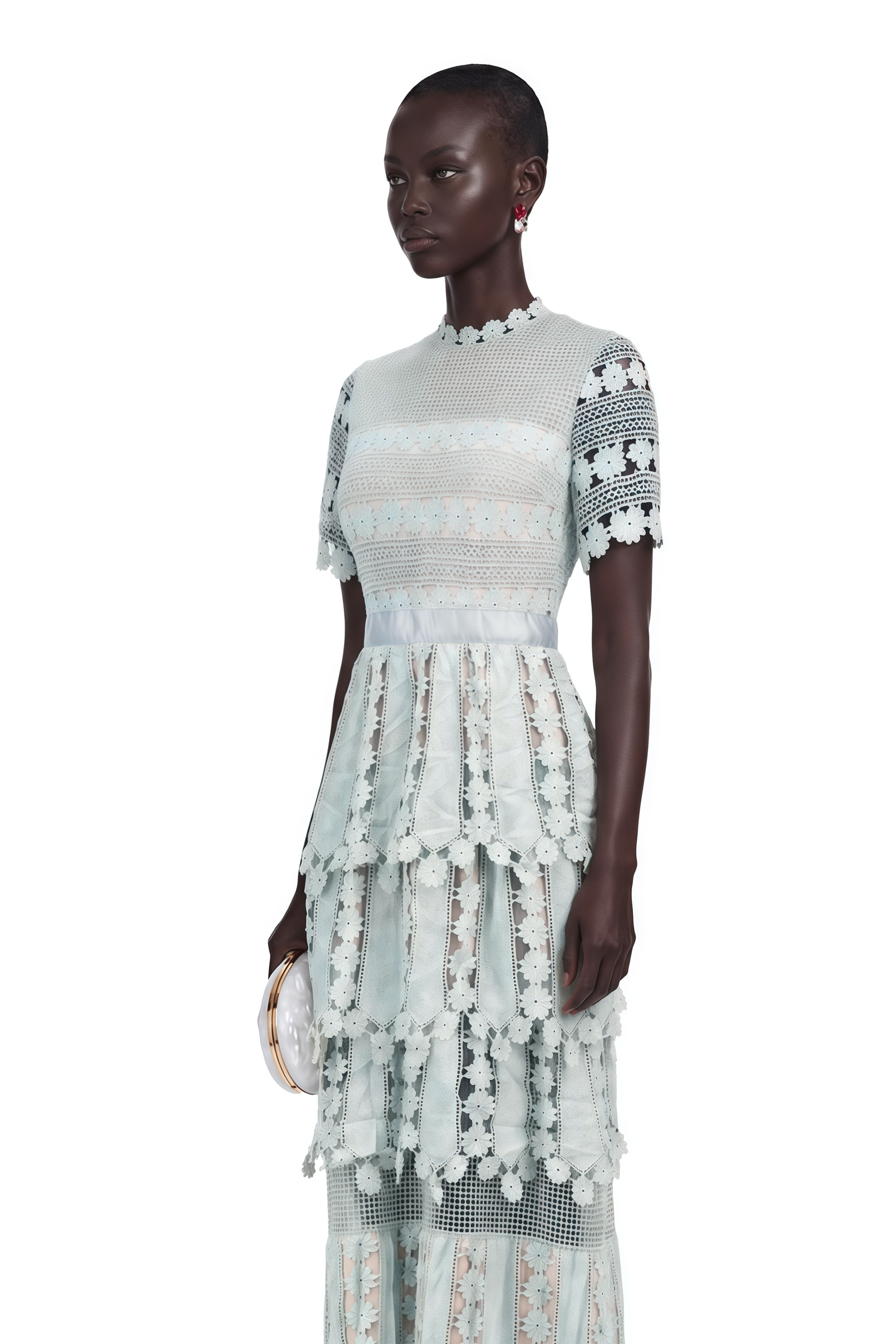 Océane green floral embroidered midi dress (Final Sale-US Only)