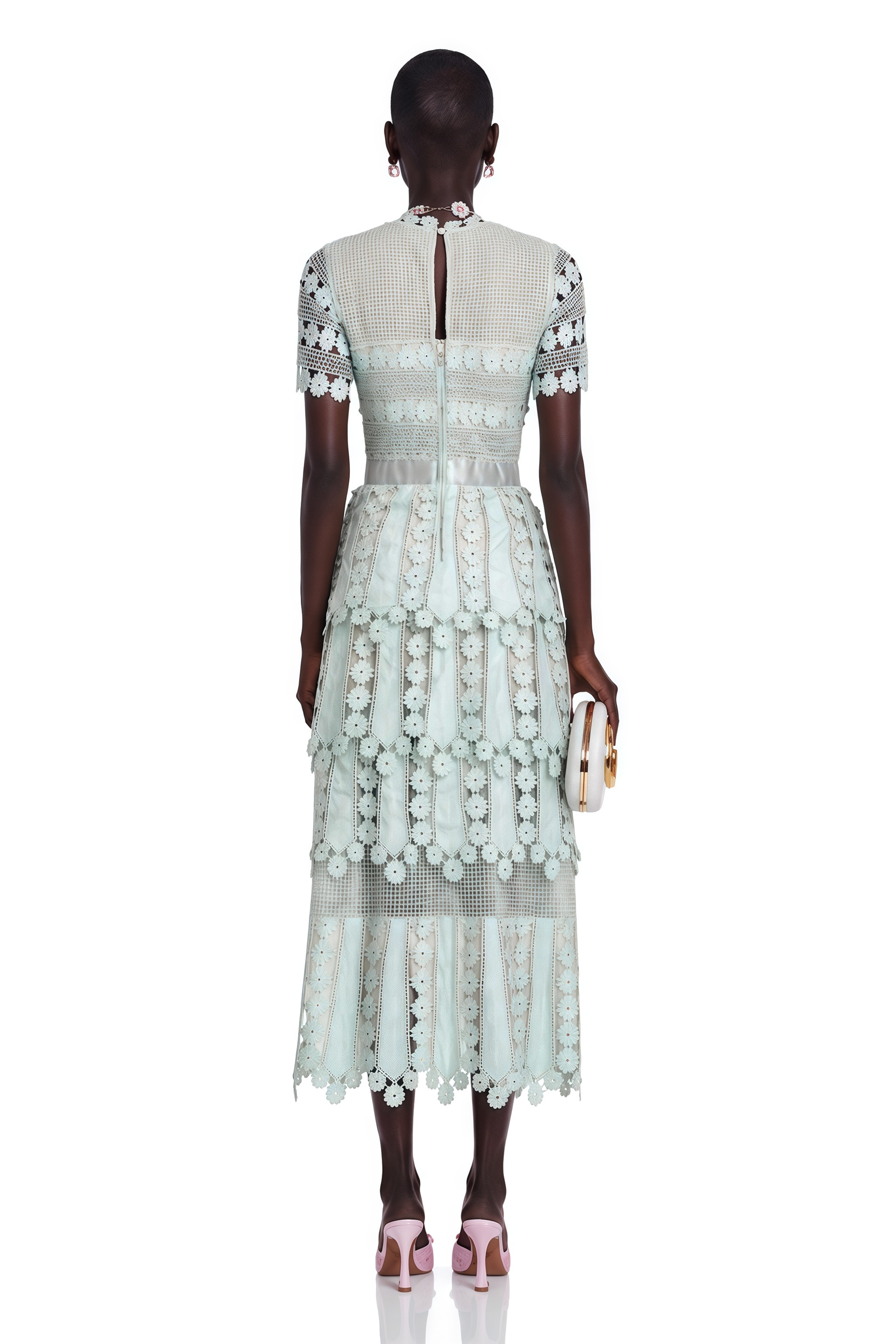 Océane green floral embroidered midi dress (Final Sale-US Only)