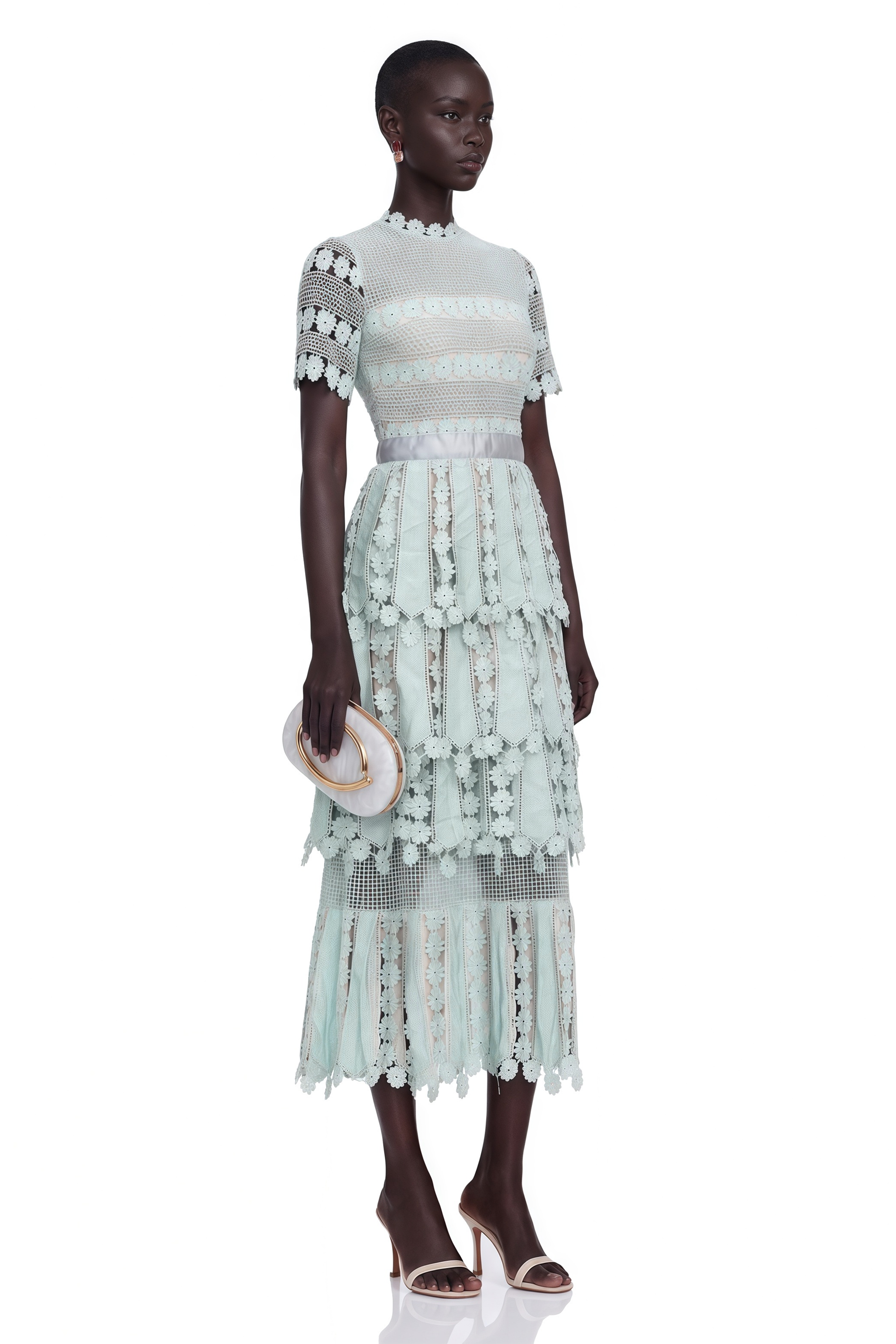 Océane green floral embroidered midi dress (Final Sale-US Only)