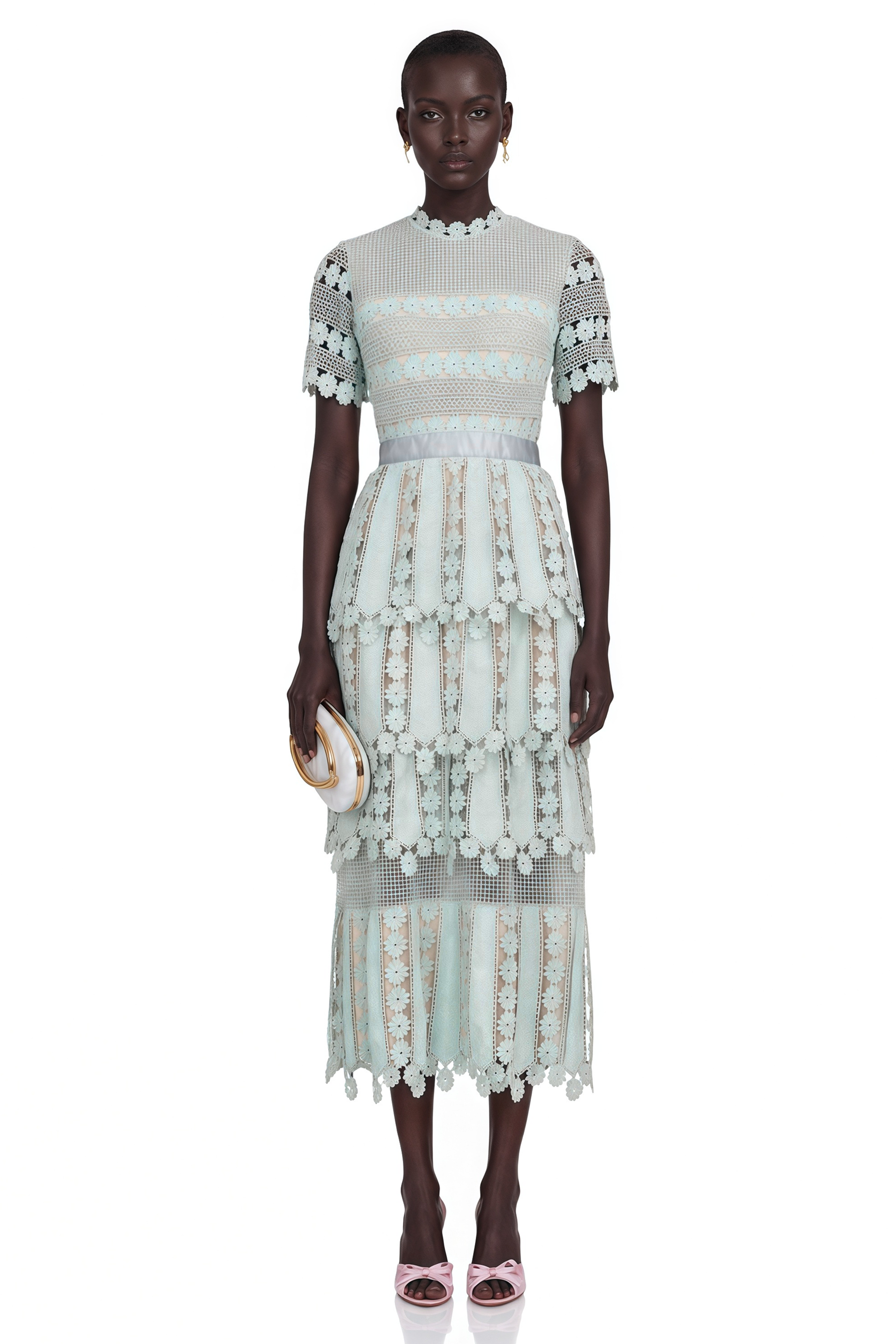 Océane green floral embroidered midi dress (Final Sale-US Only)