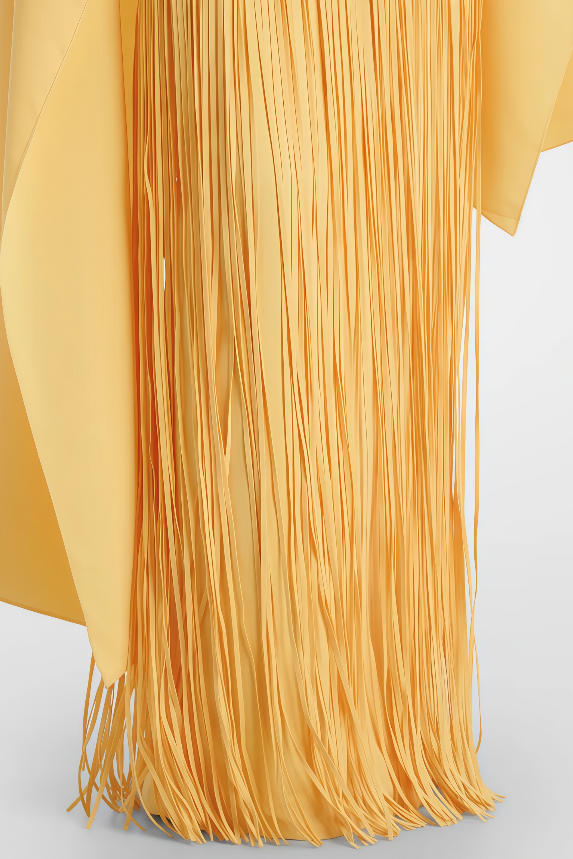 Yellow Caped Fringed Dress