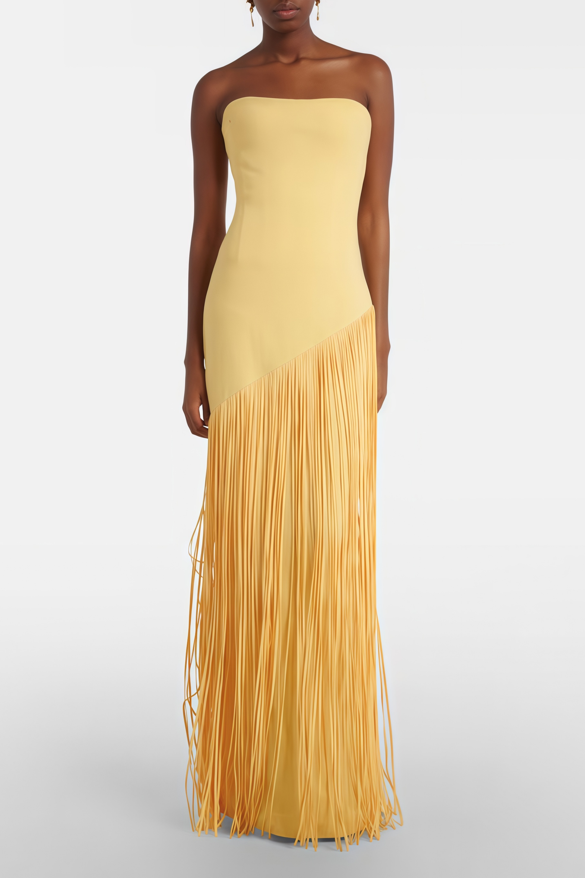 Yellow Caped Fringed Dress