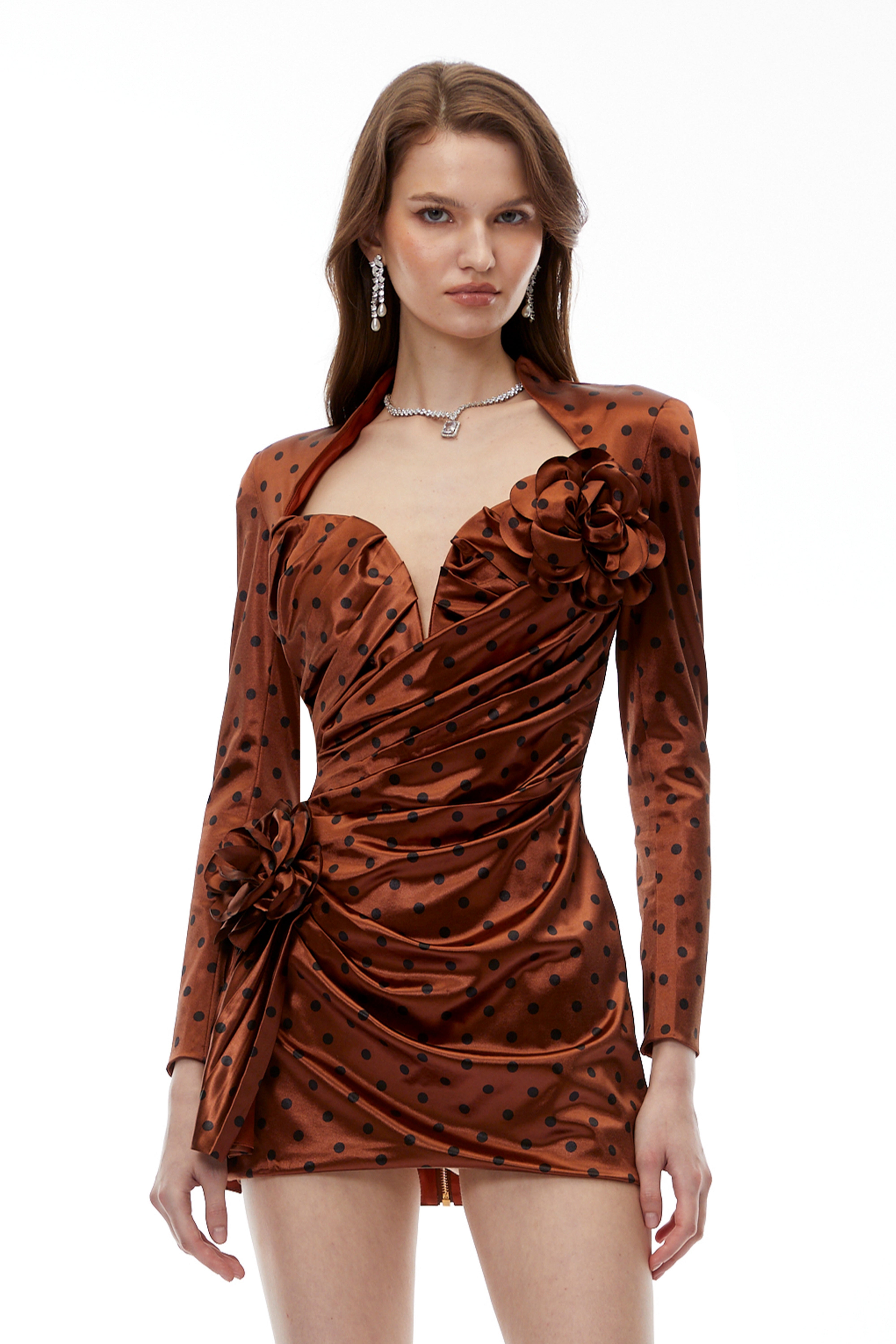 Paloma – Minikleid in Schokoladenbraun mit Polka-Dots