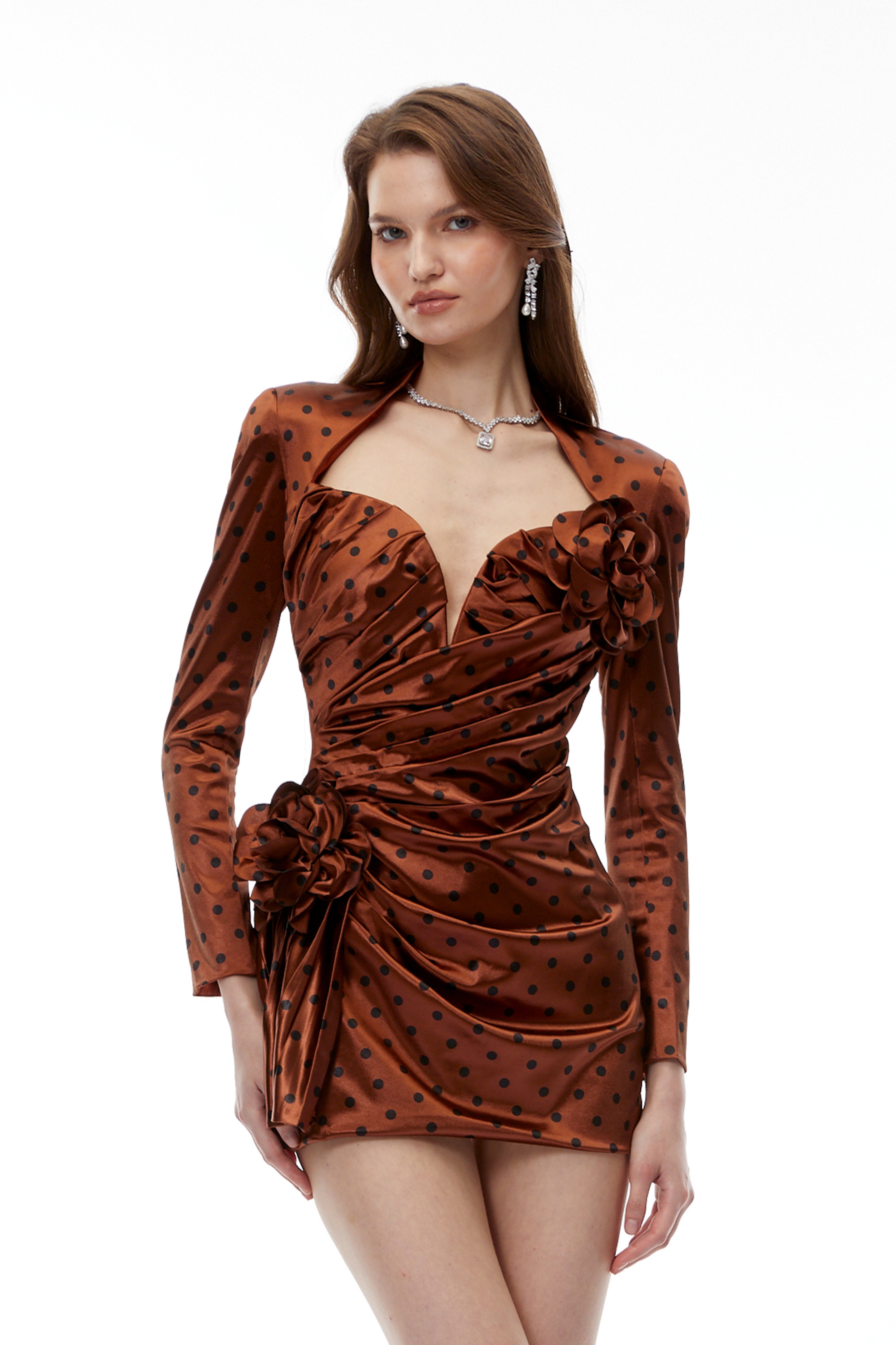 Paloma – Minikleid in Schokoladenbraun mit Polka-Dots