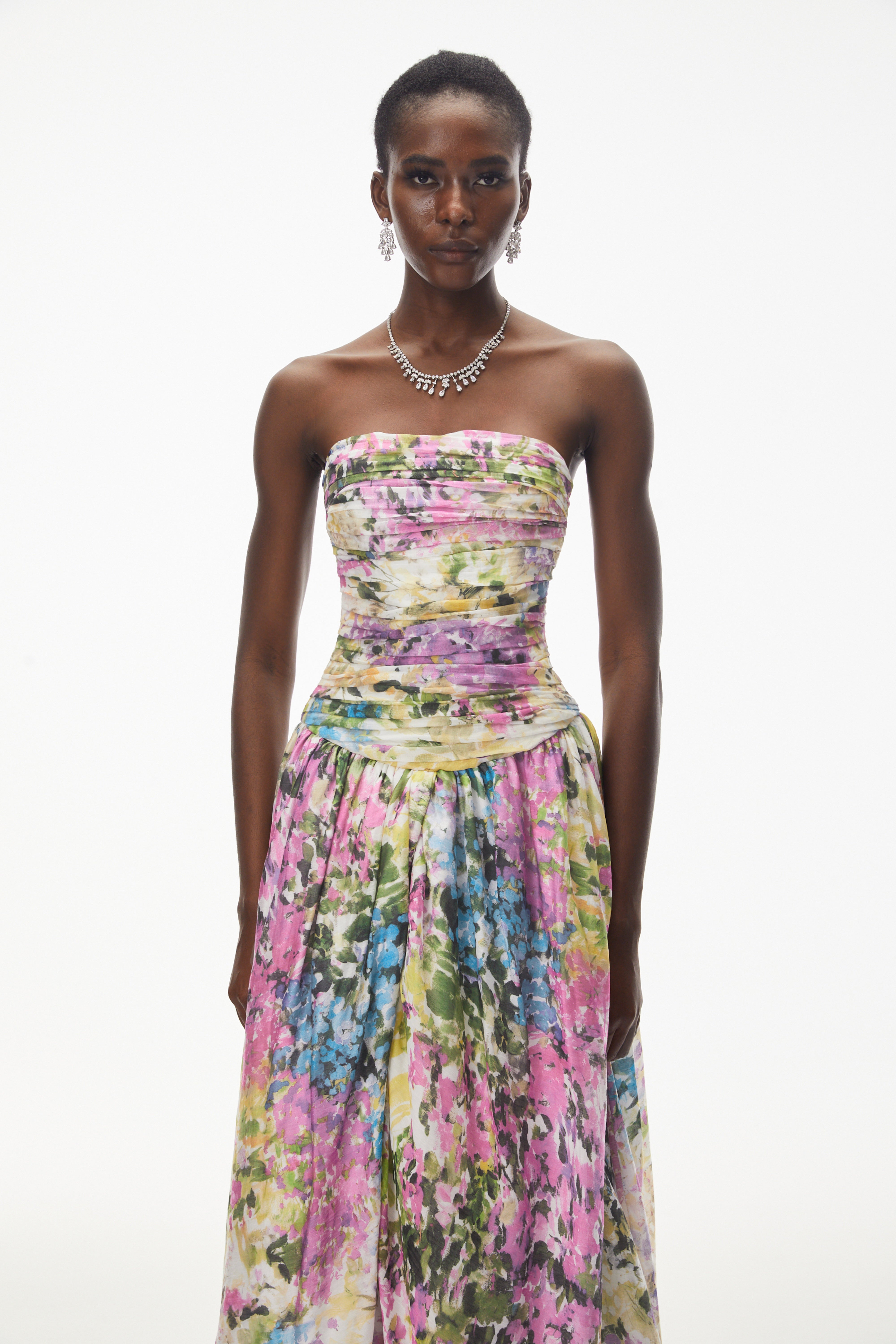 Parastoo Lavandula – Maxikleid mit Blumenmuster und Plissee