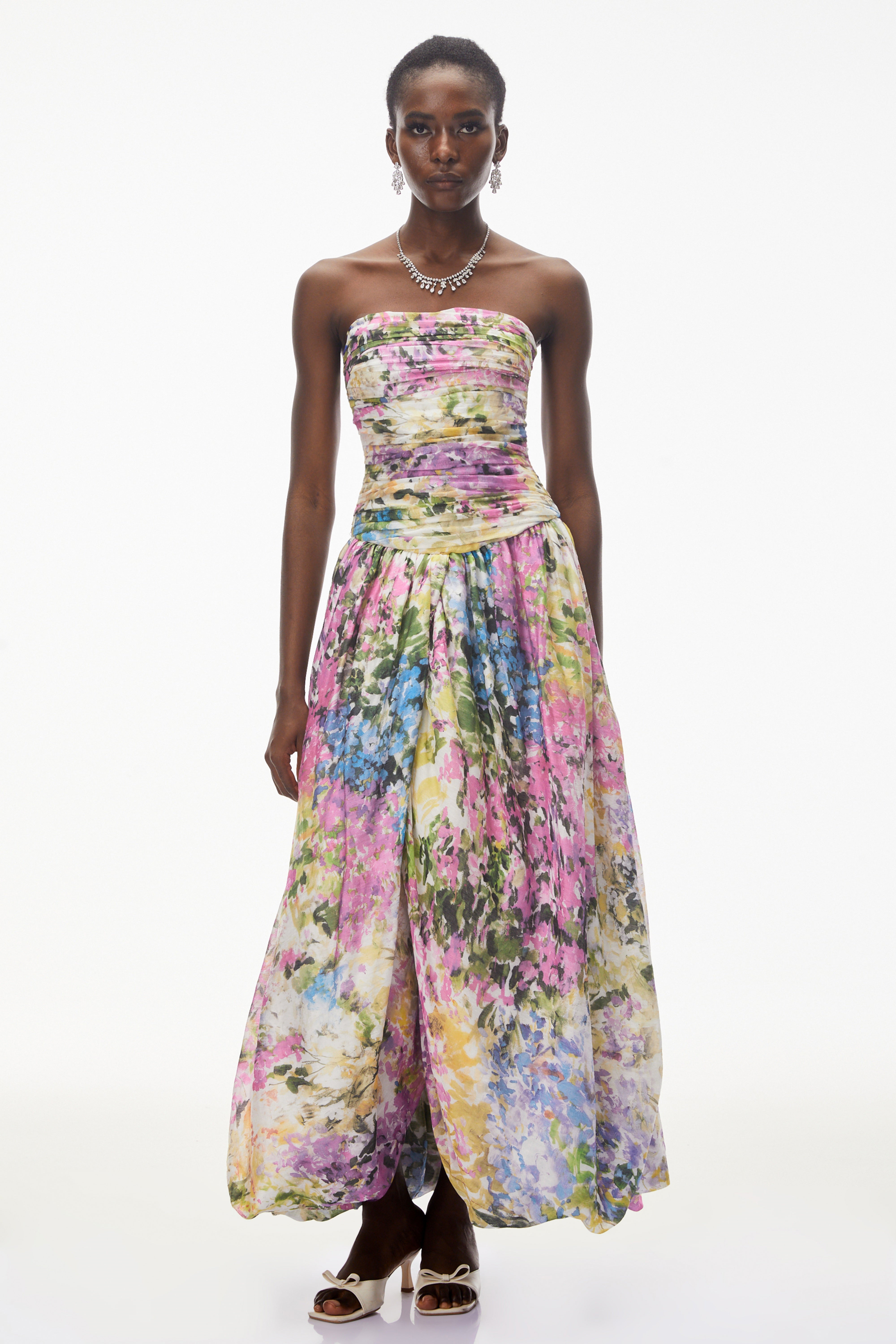 Parastoo Lavandula – Maxikleid mit Blumenmuster und Plissee