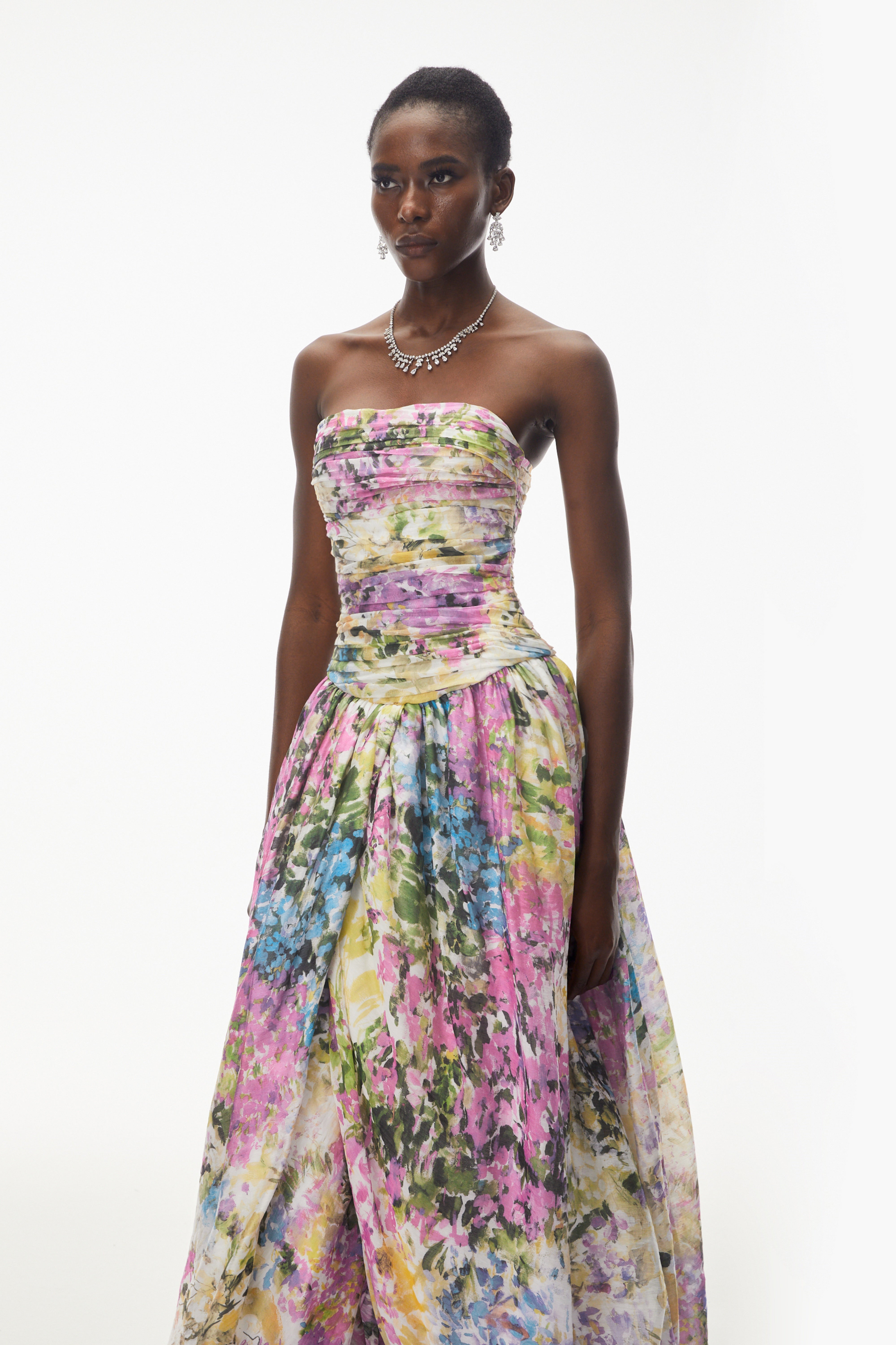 Parastoo Lavandula – Maxikleid mit Blumenmuster und Plissee