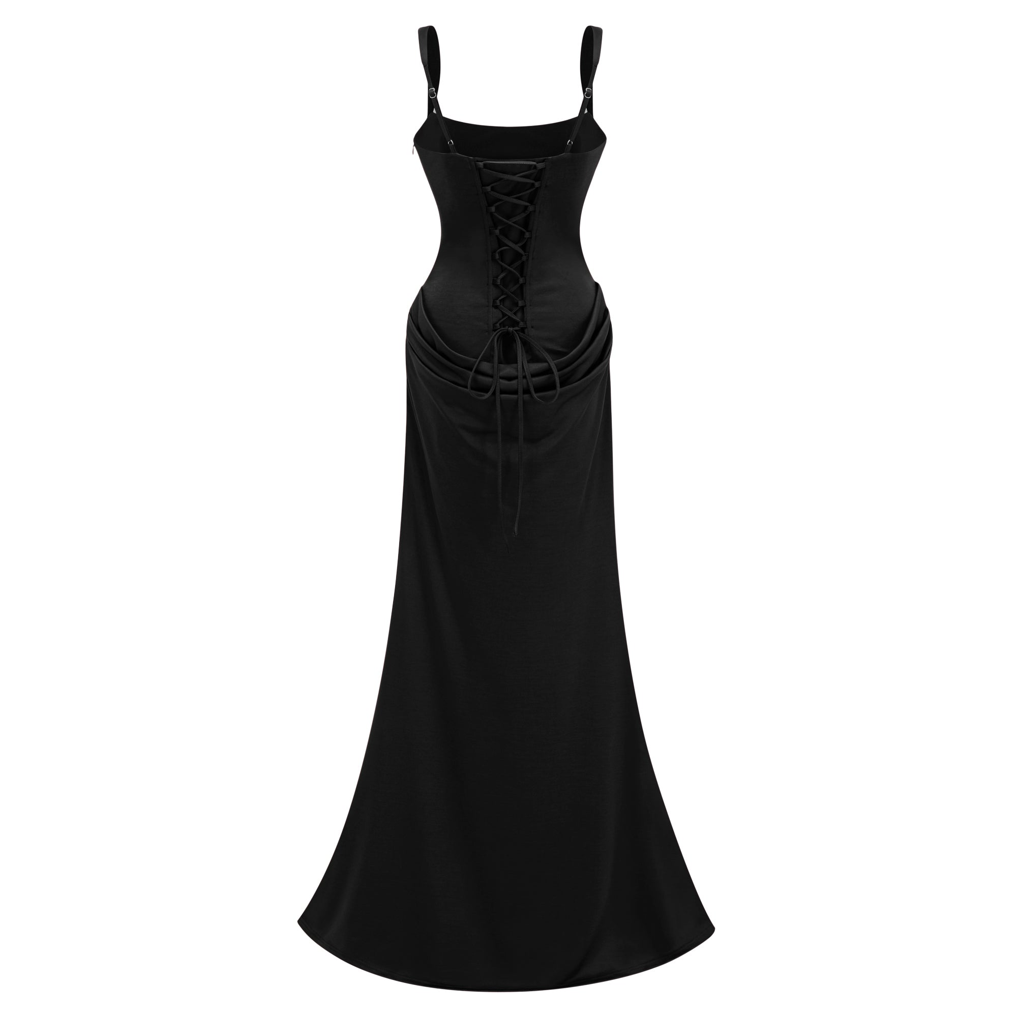 Robe longue corset à fronces Paulette Black