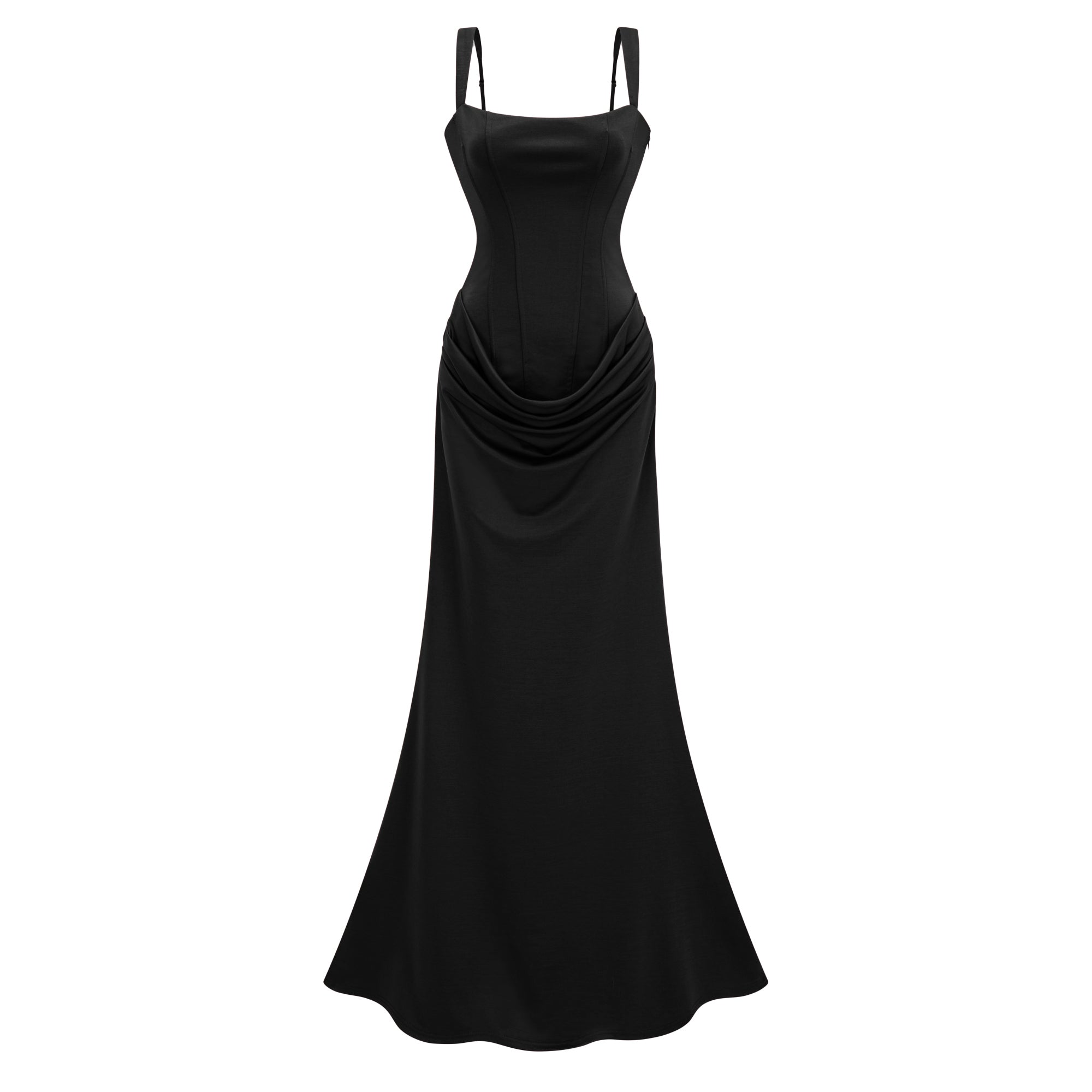 Robe longue corset à fronces Paulette Black