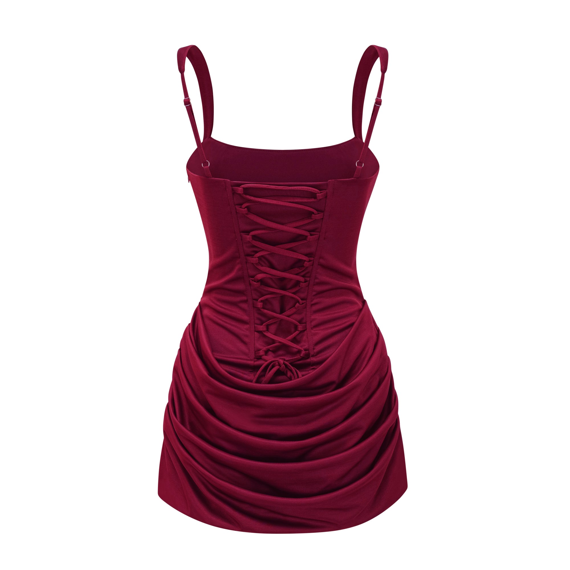 Paulette Red Ruched Bodycon Mini Dress