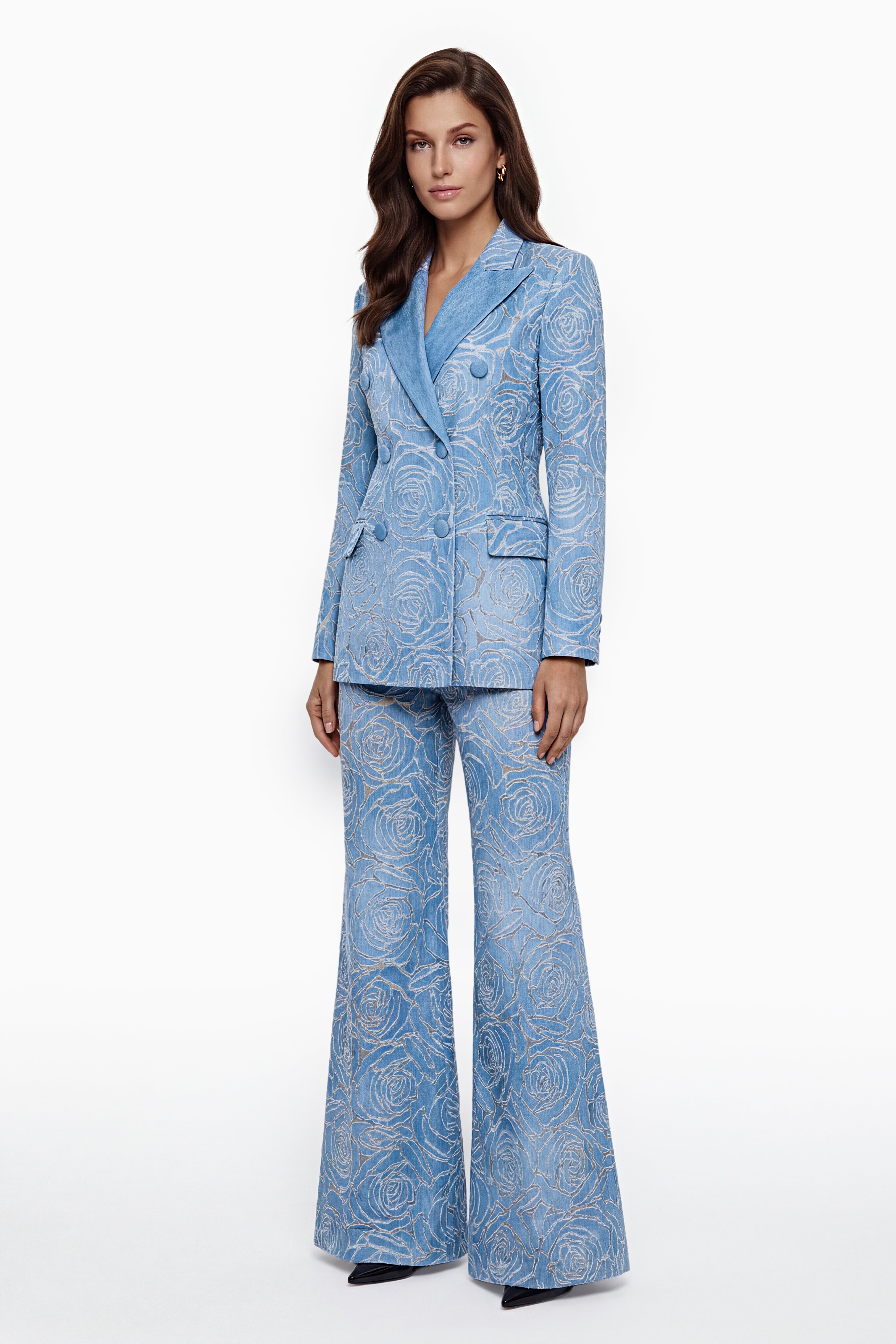 Set aus bestickter Jacke und Hose in Penelope-Blau