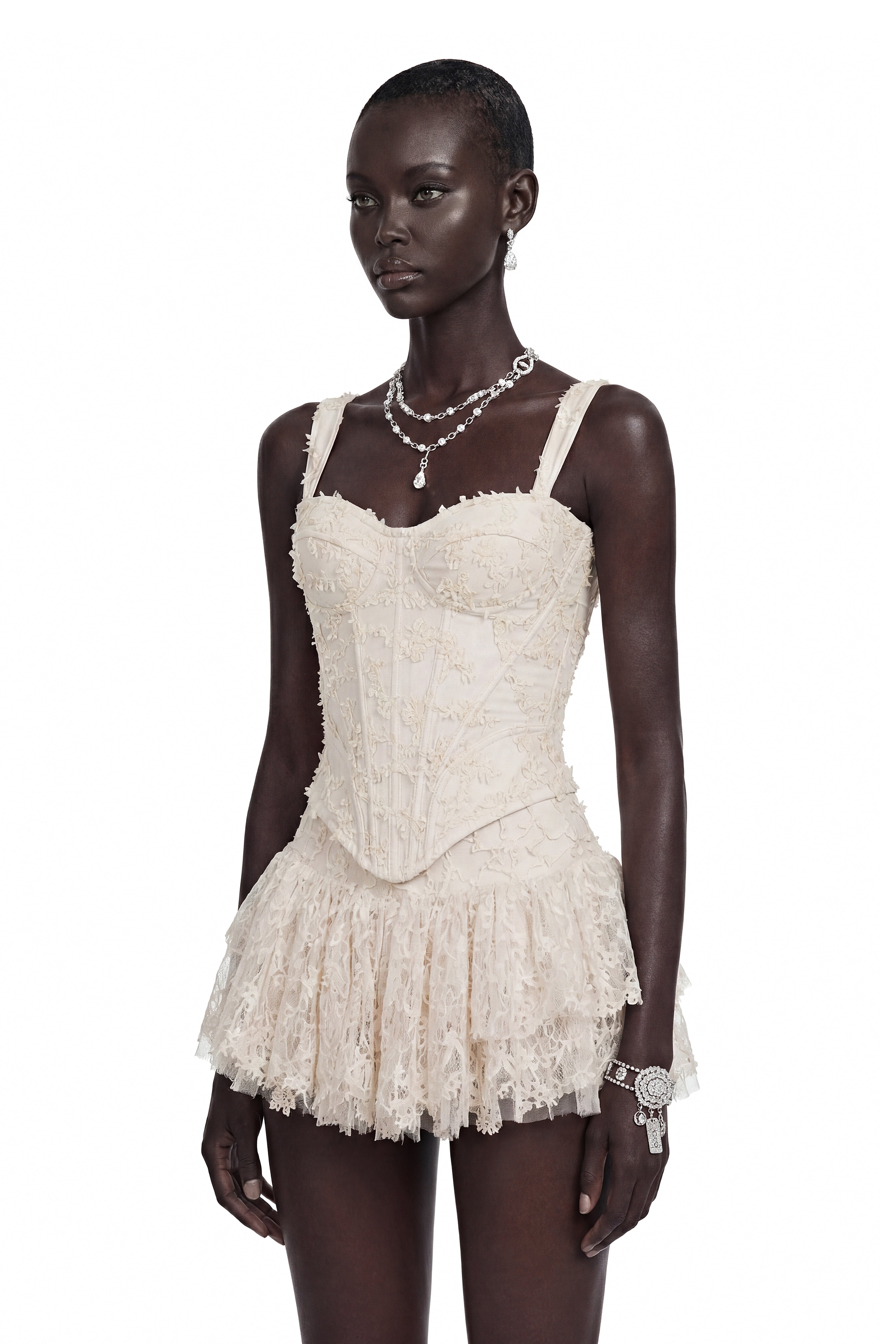 Phaedra Cream Corset Top with 3D Florals