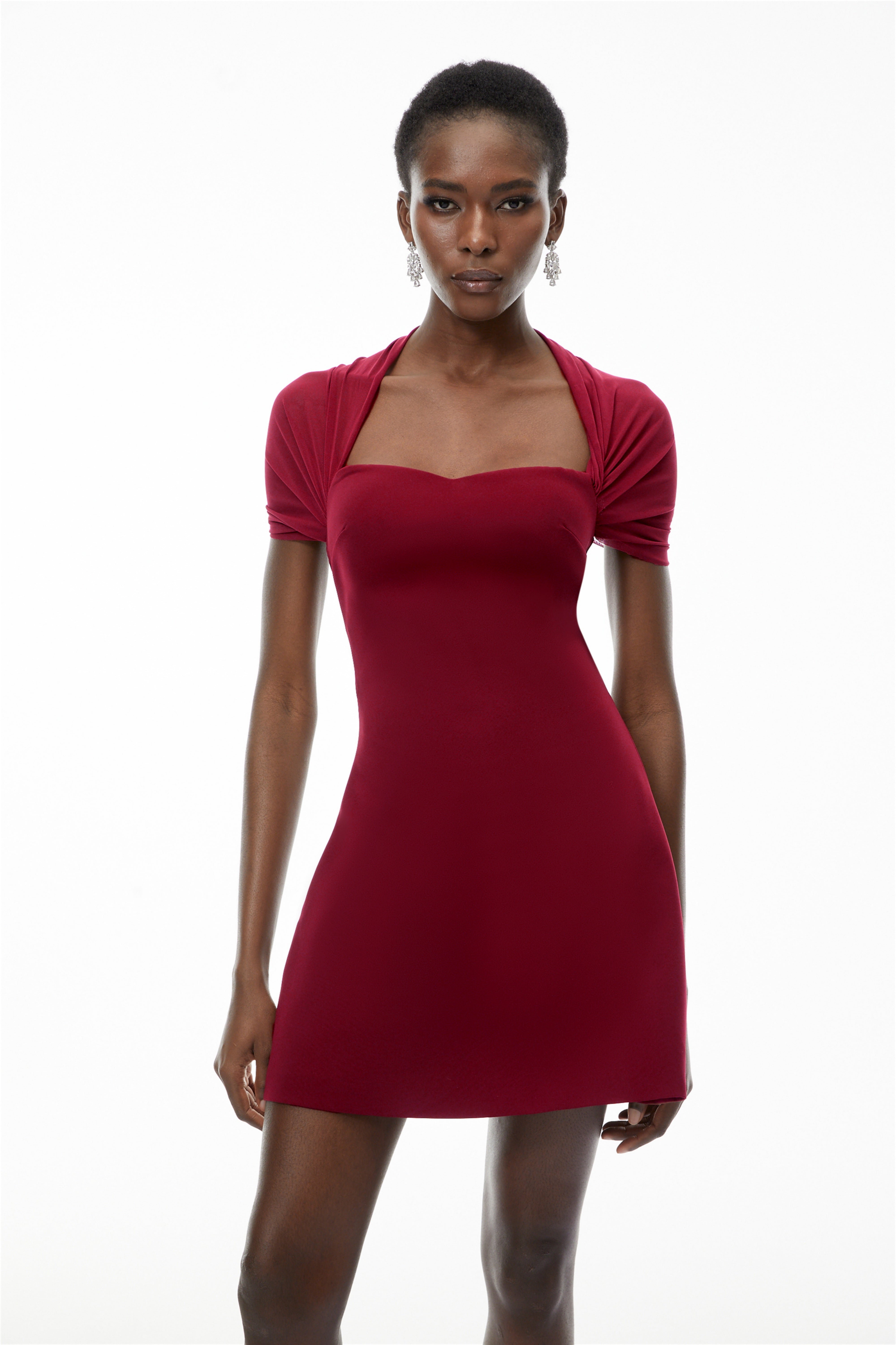 Mini-Kleid „Phoebe“ in Rot mit Herzausschnitt