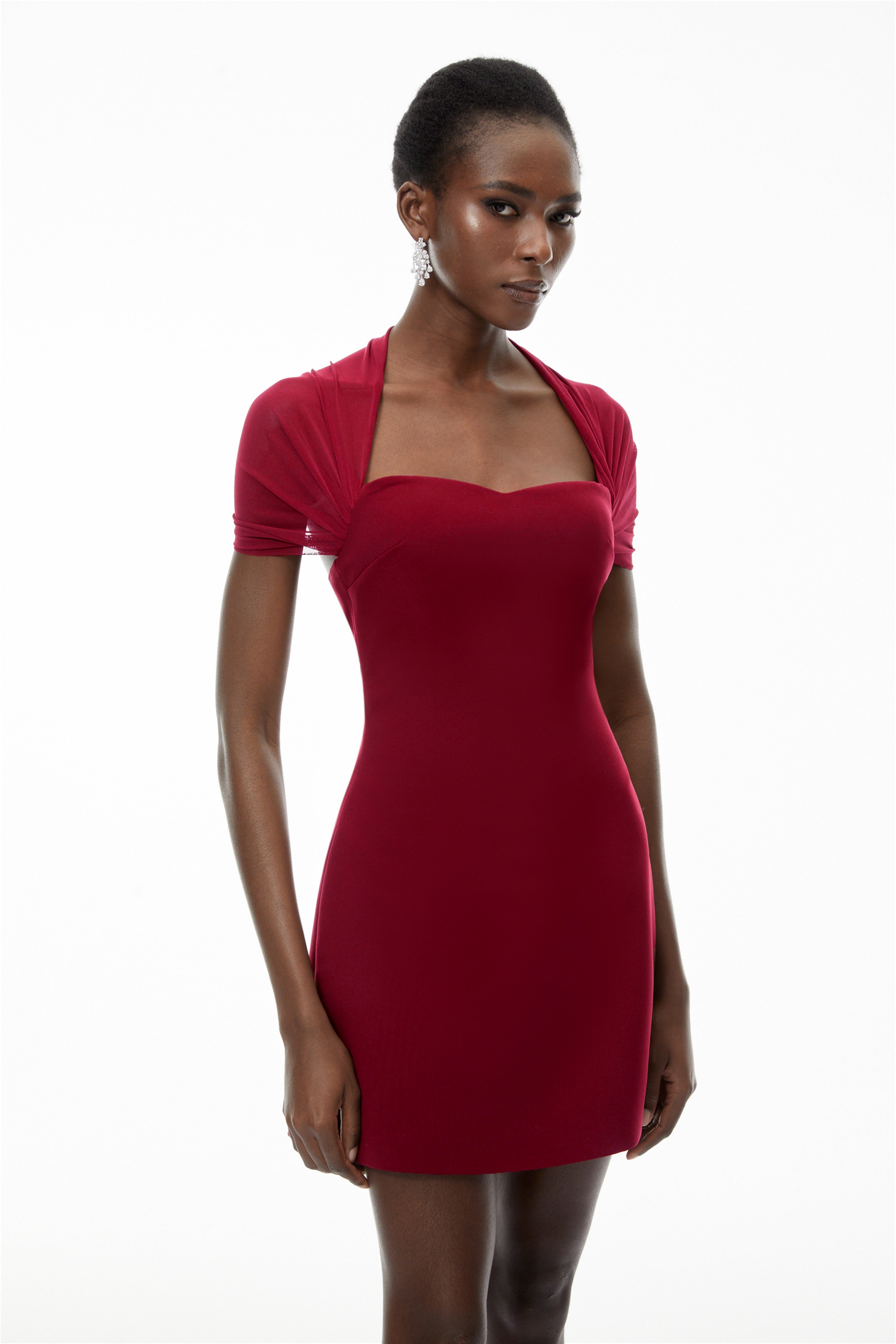 Mini-Kleid „Phoebe“ in Rot mit Herzausschnitt