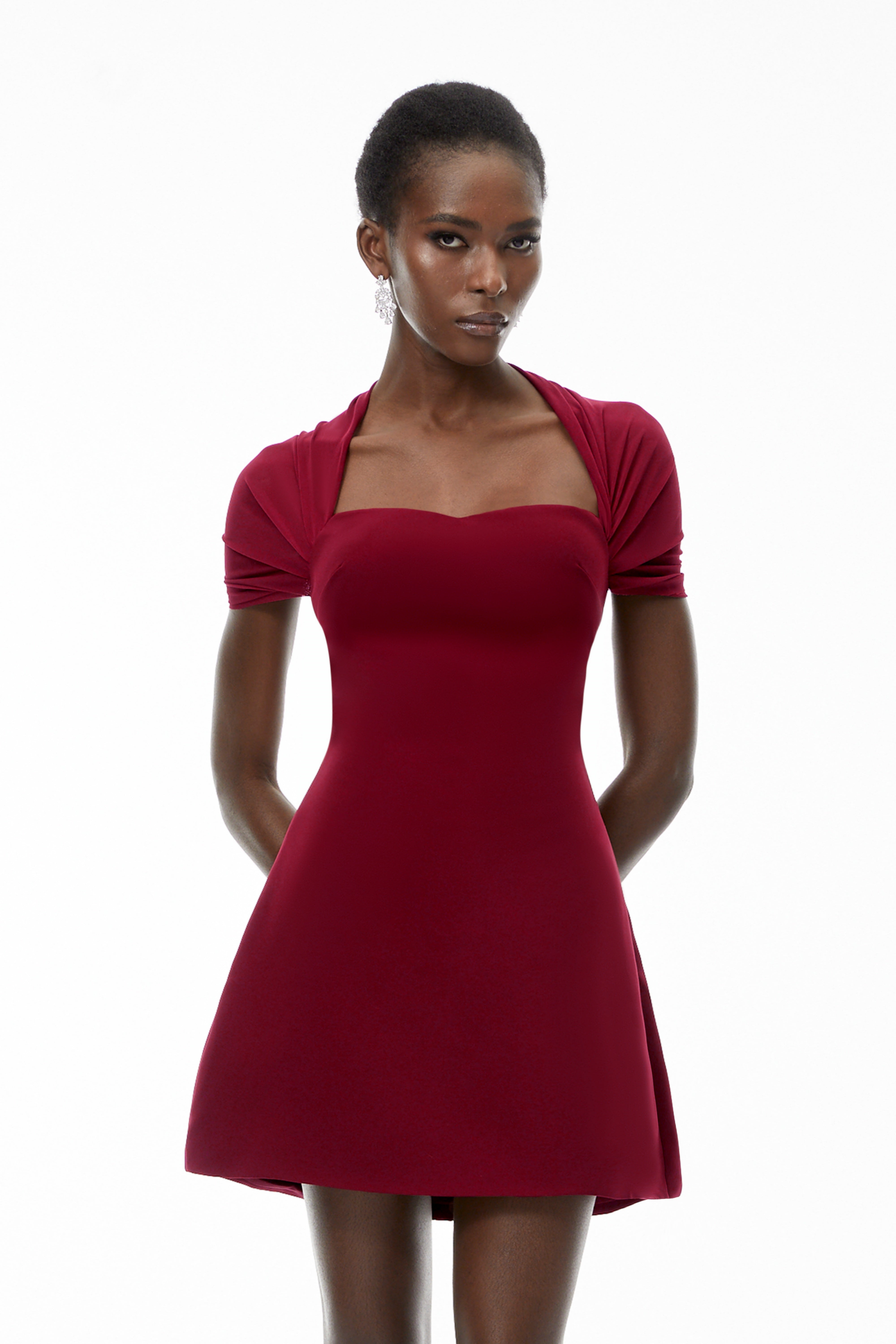 Mini-Kleid „Phoebe“ in Rot mit Herzausschnitt