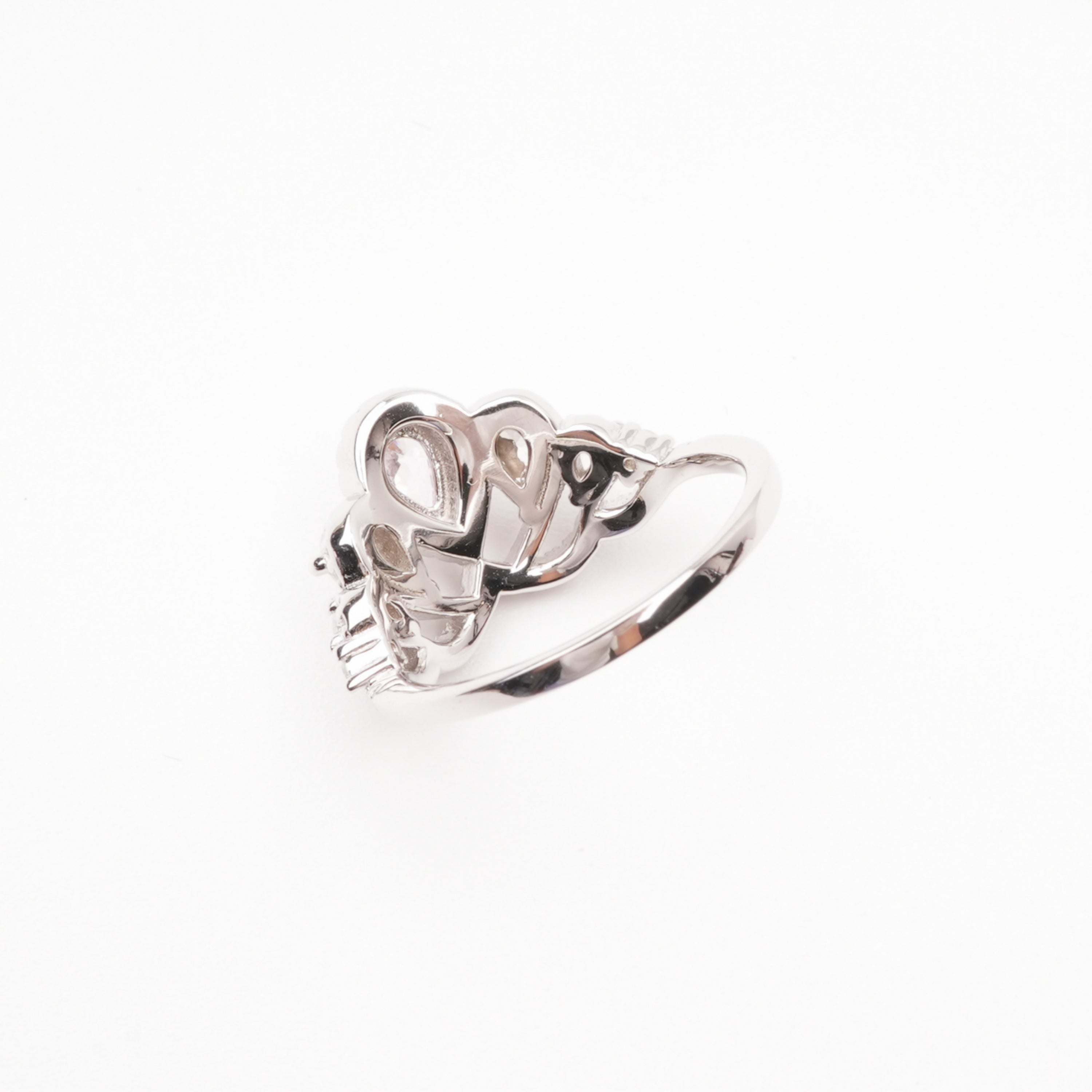 Carmen Pink Pear Cut Gemstone Crown Pavé Crystal Sterling Silver Ring