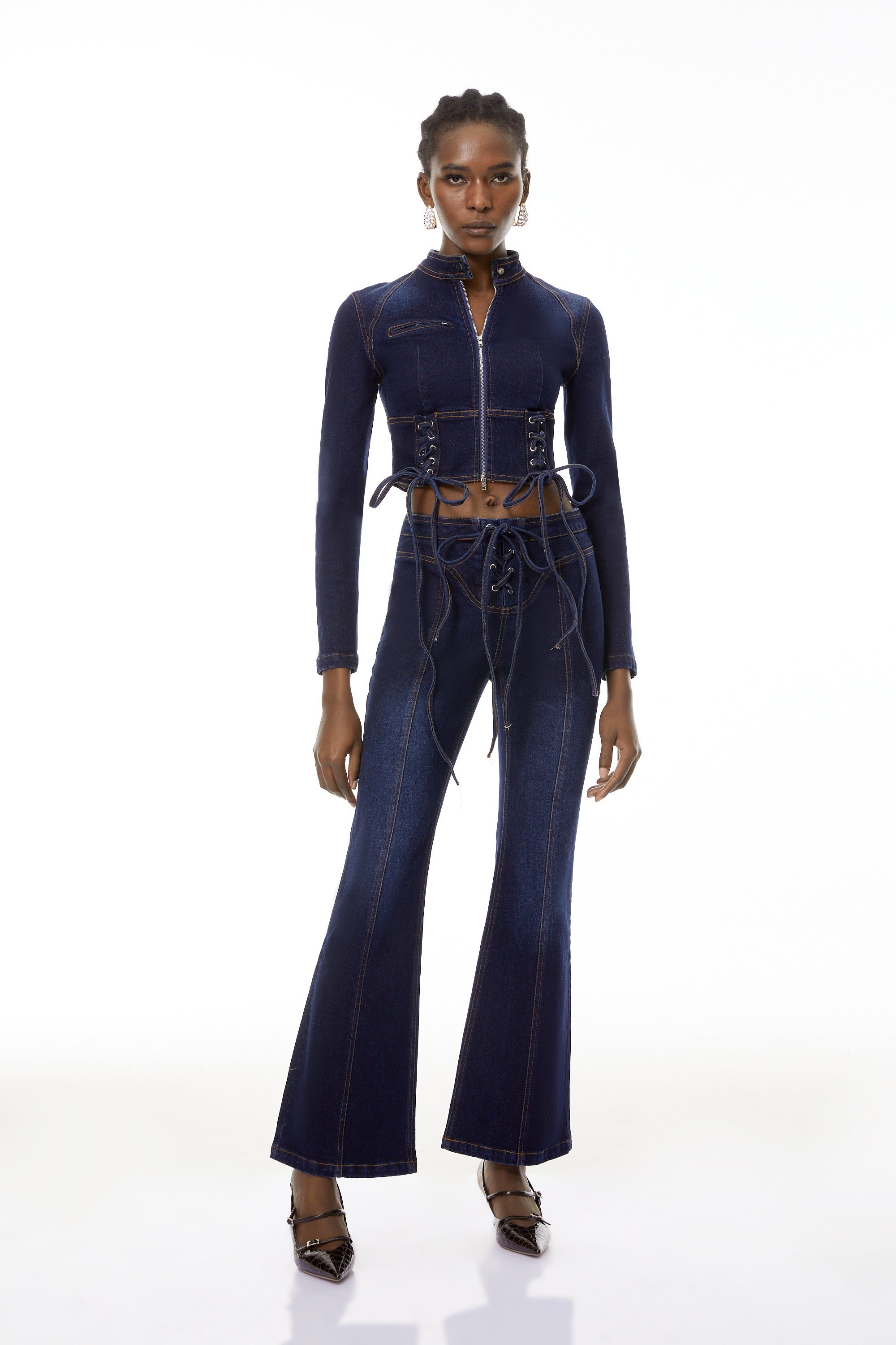 Kiona Indigo Blue Denim Lace-Up Co-ord Set