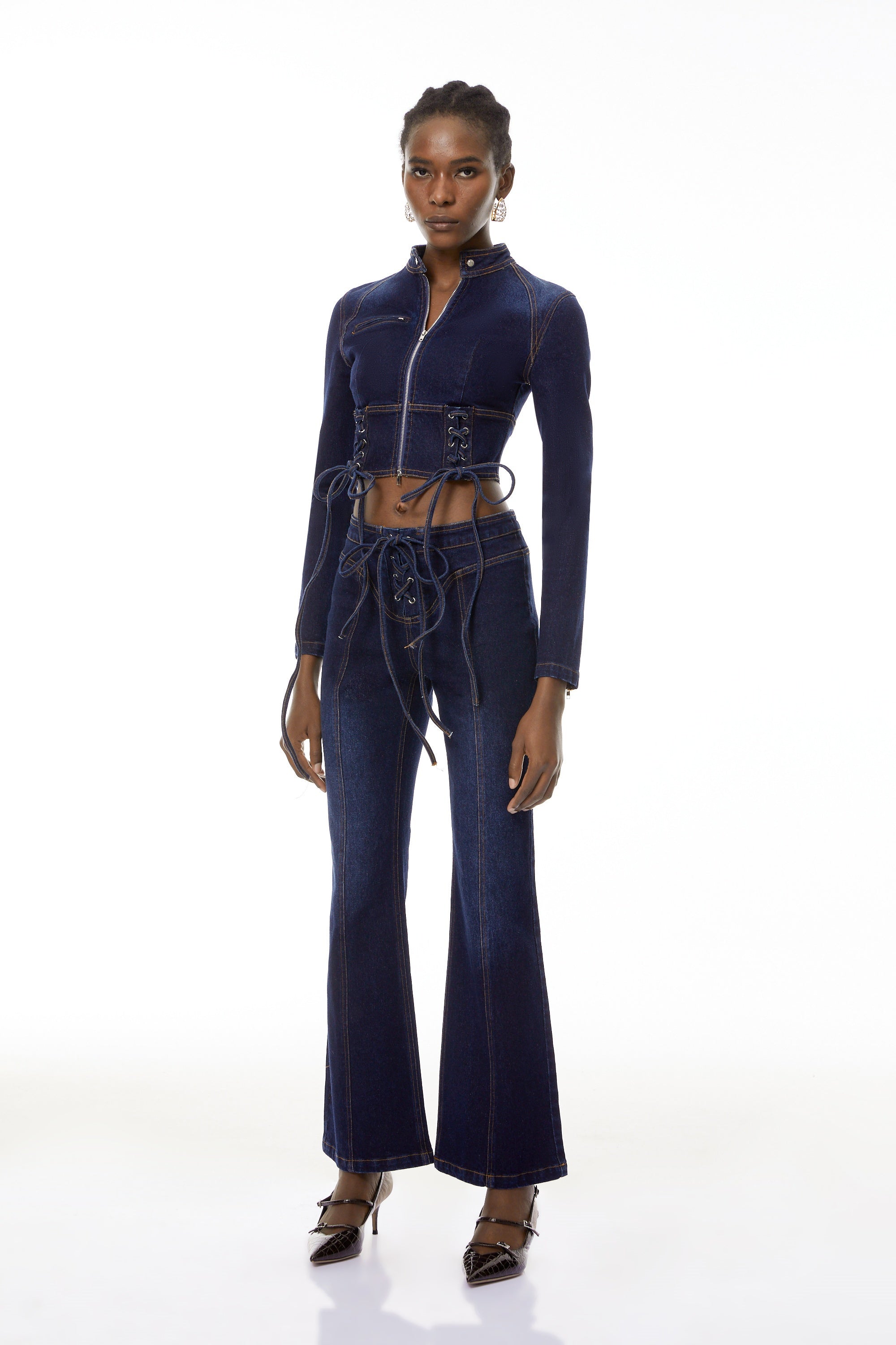 Kiona Indigo Blue Denim Lace-Up Co-ord Set