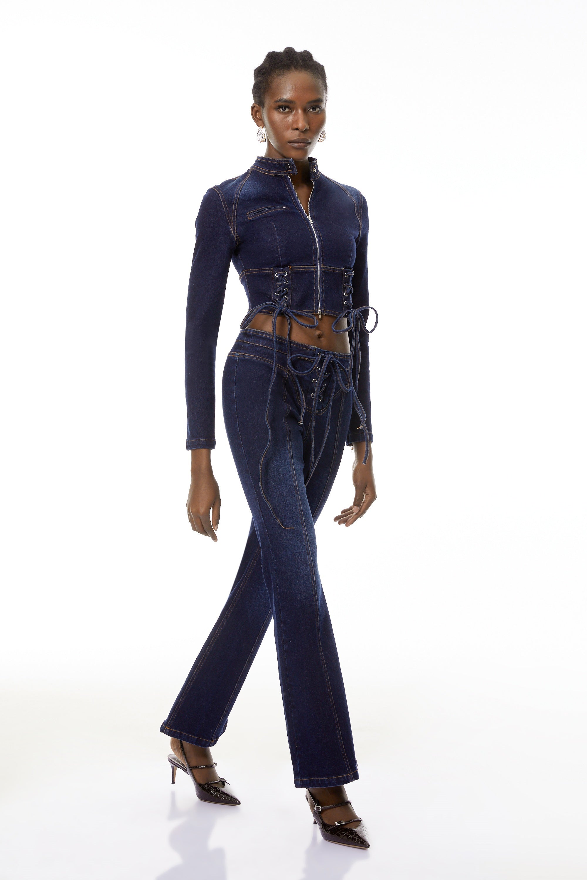 Kiona Indigo Blue Denim Lace-Up Co-ord Set