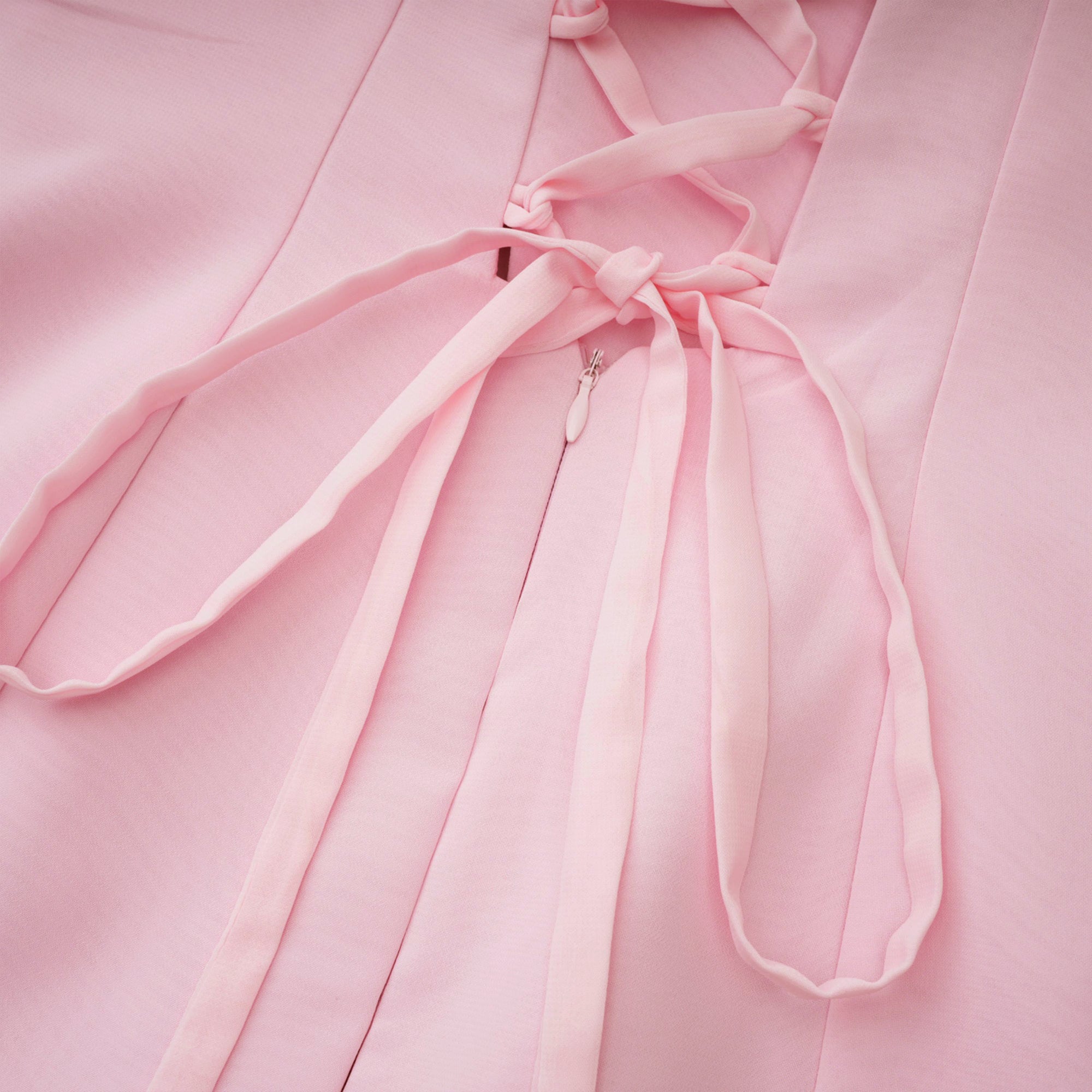 Romane Pink Strapless Corset Chiffon Maxi Dress