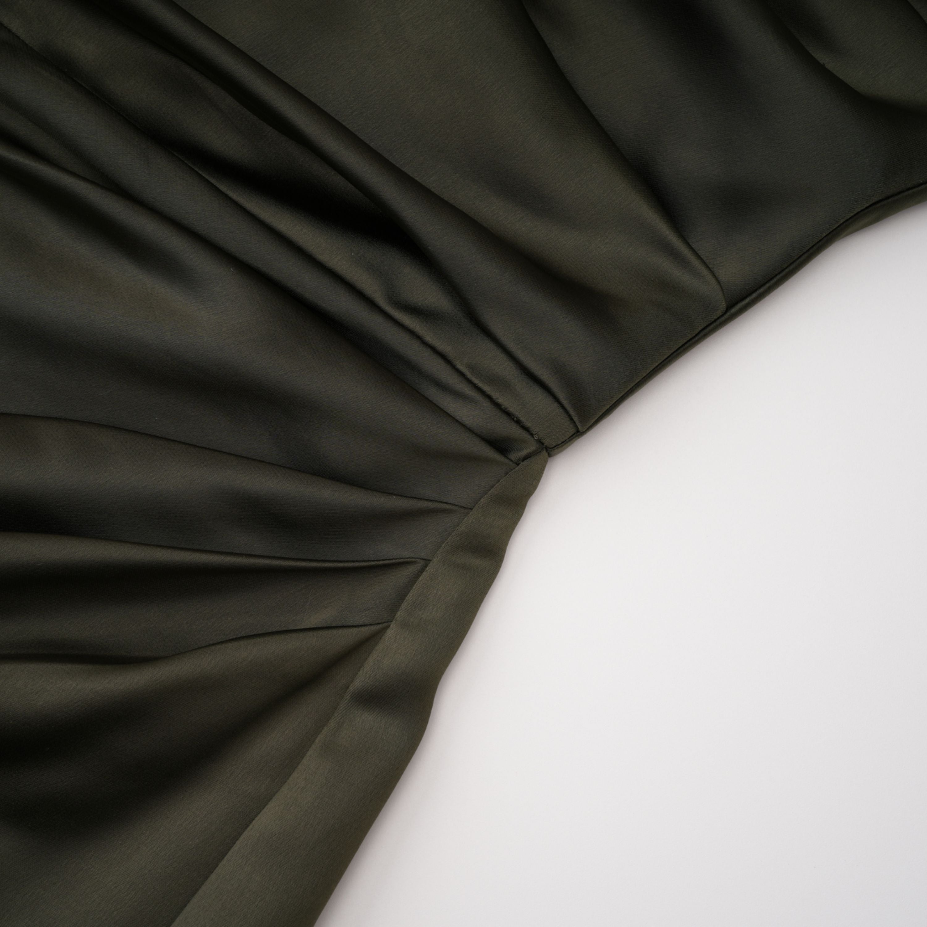 Roshan Emerald Green One Shoulder Satin Maxi Dress