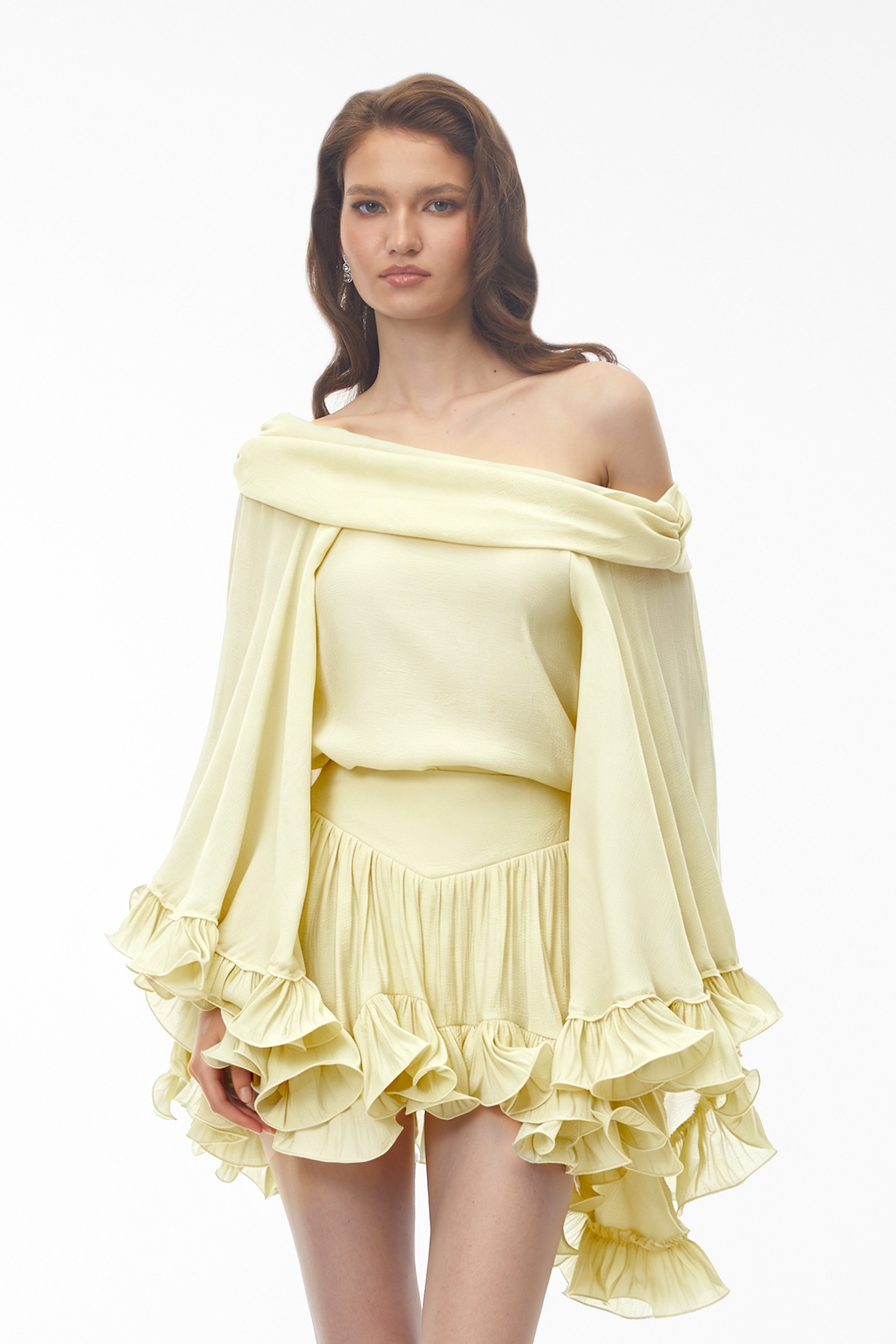 Ensemble top à épaules dénudées et jupe Rowan, couleur crème