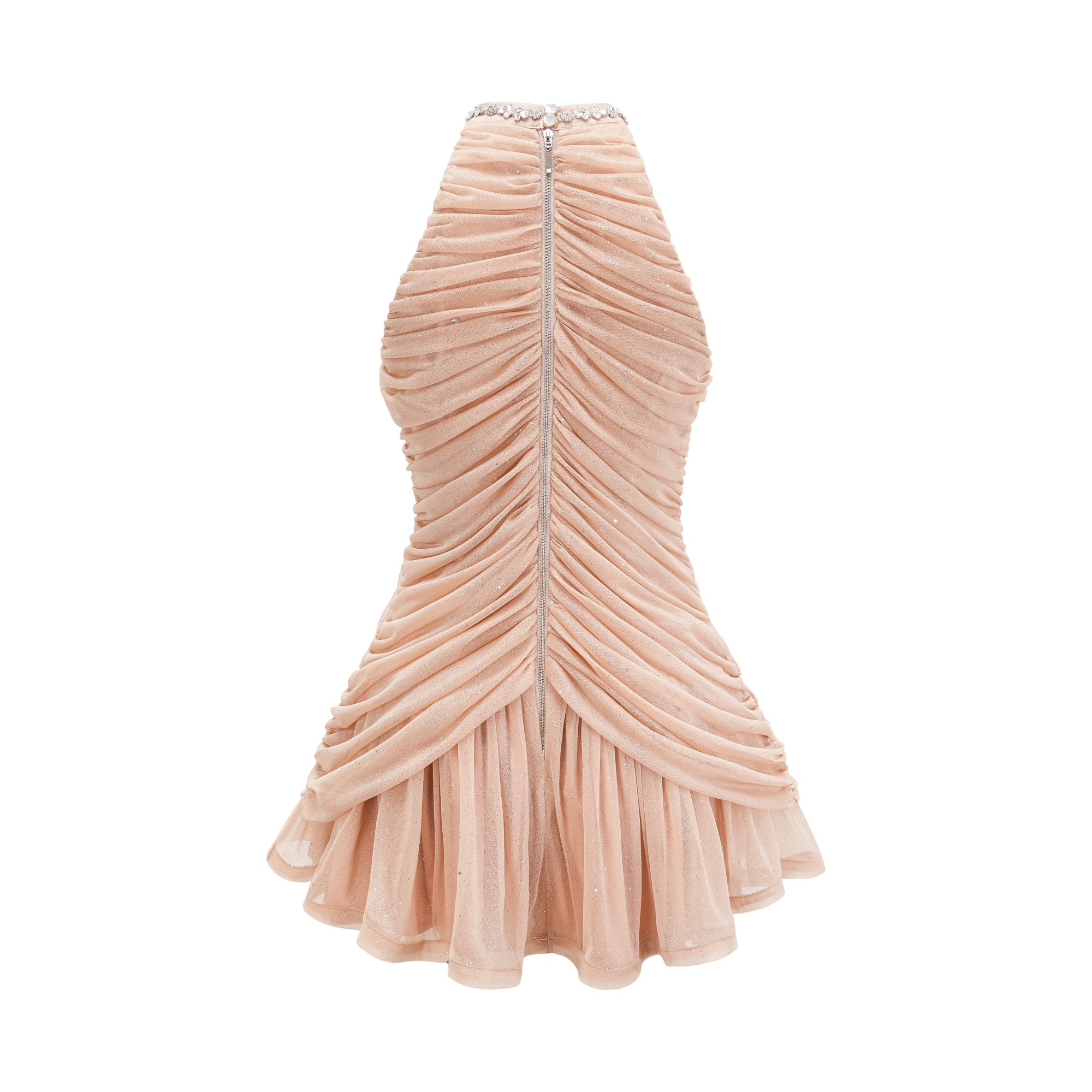 فستان قصير مزين بكشكشة من تصميم دانا