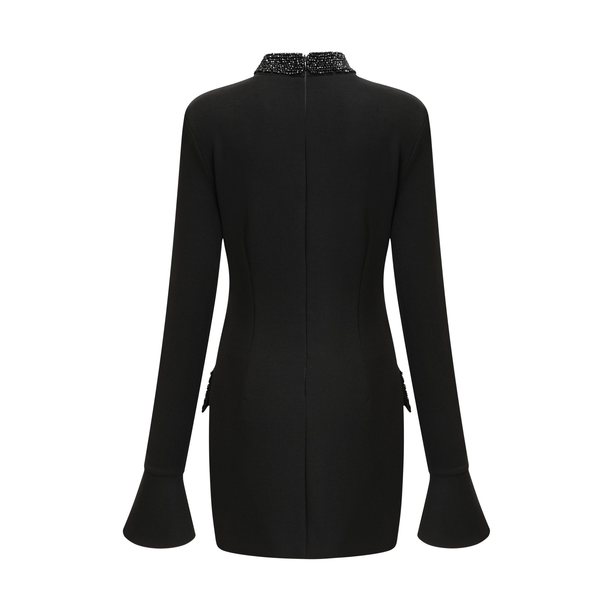 فستان Gaëlle أسود مزين بأكمام طويلة