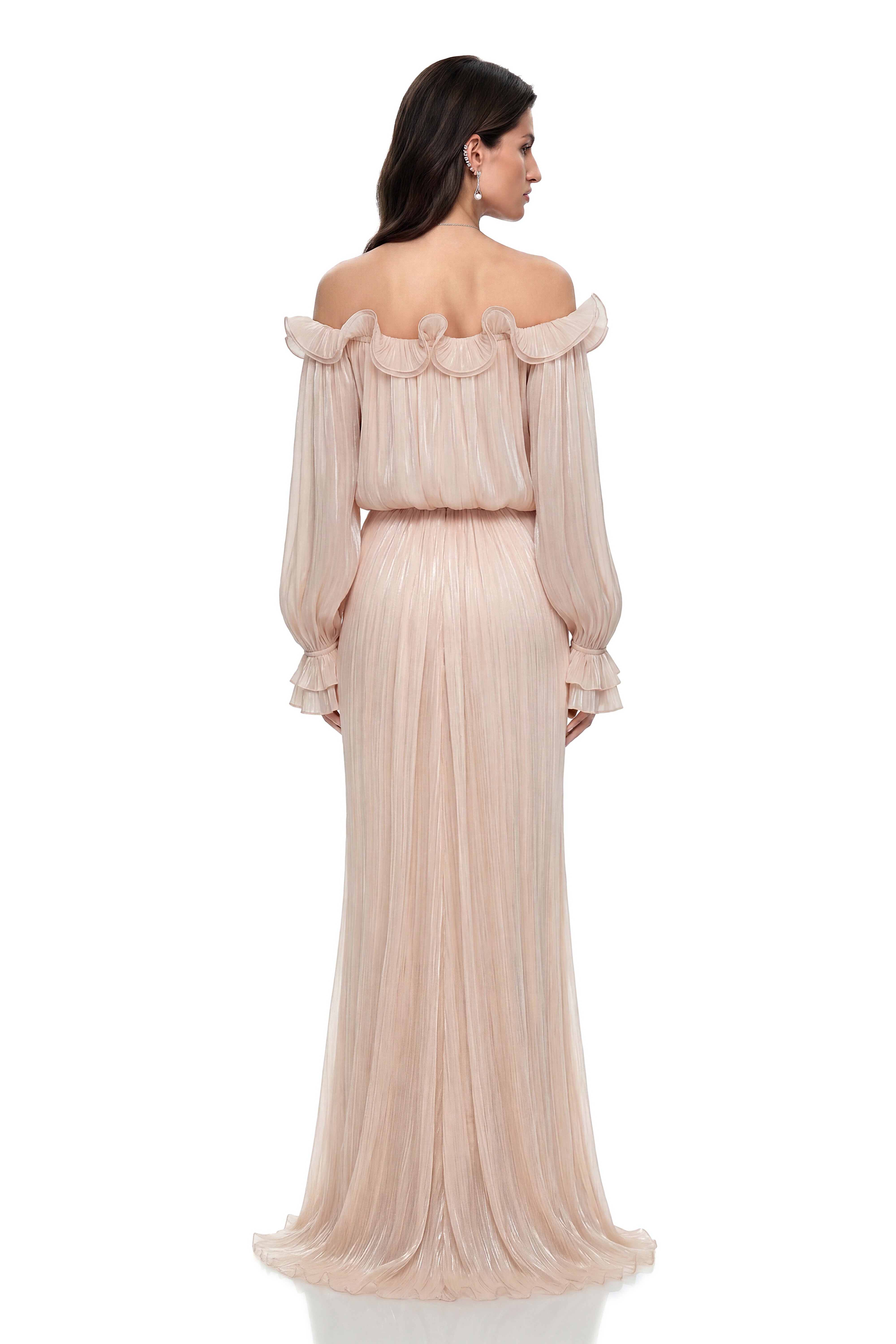 Sappho Champagne Off Shoulder Ruffled Blouse