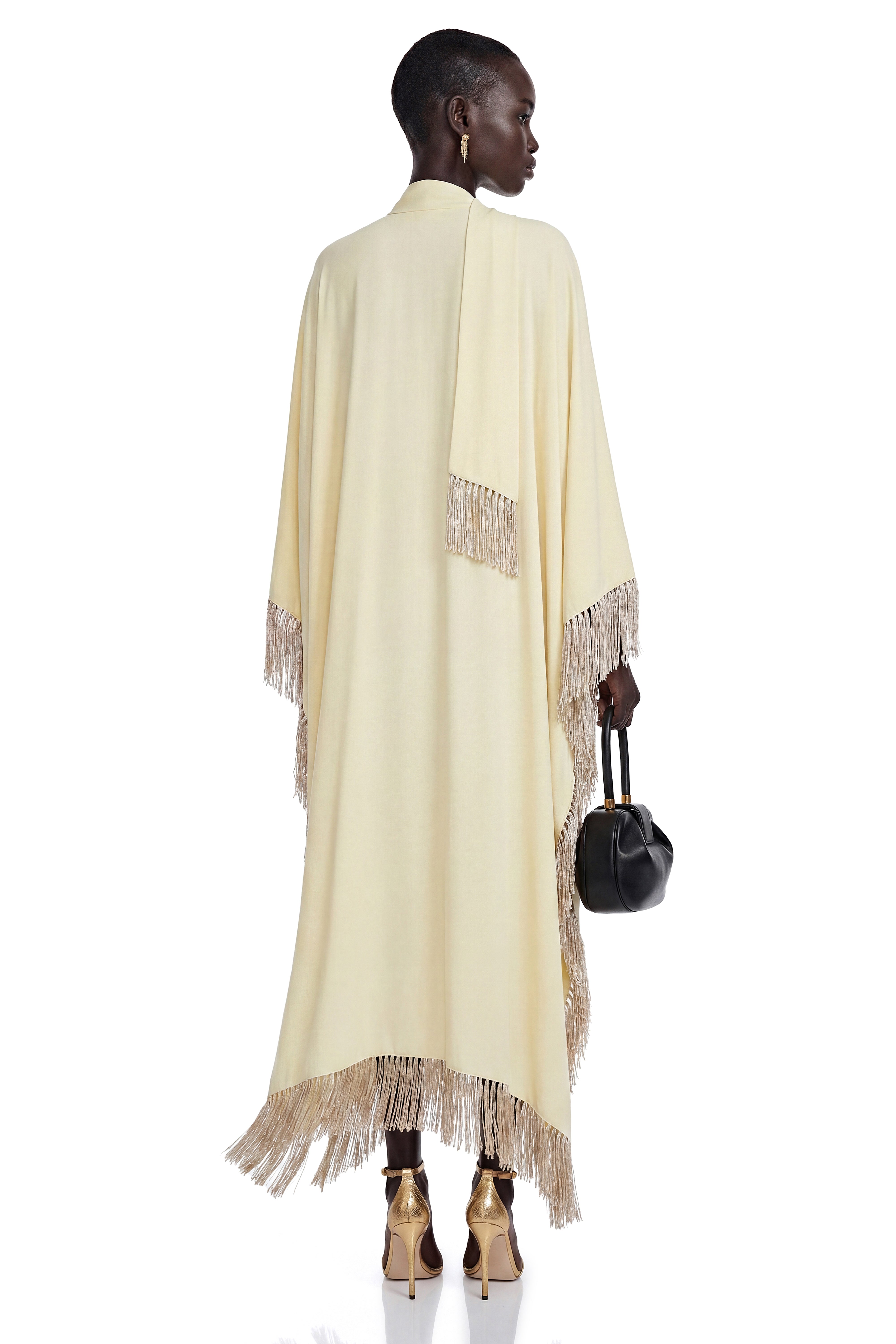 Sarah Yellow Maxi Dress with Fringe Panels