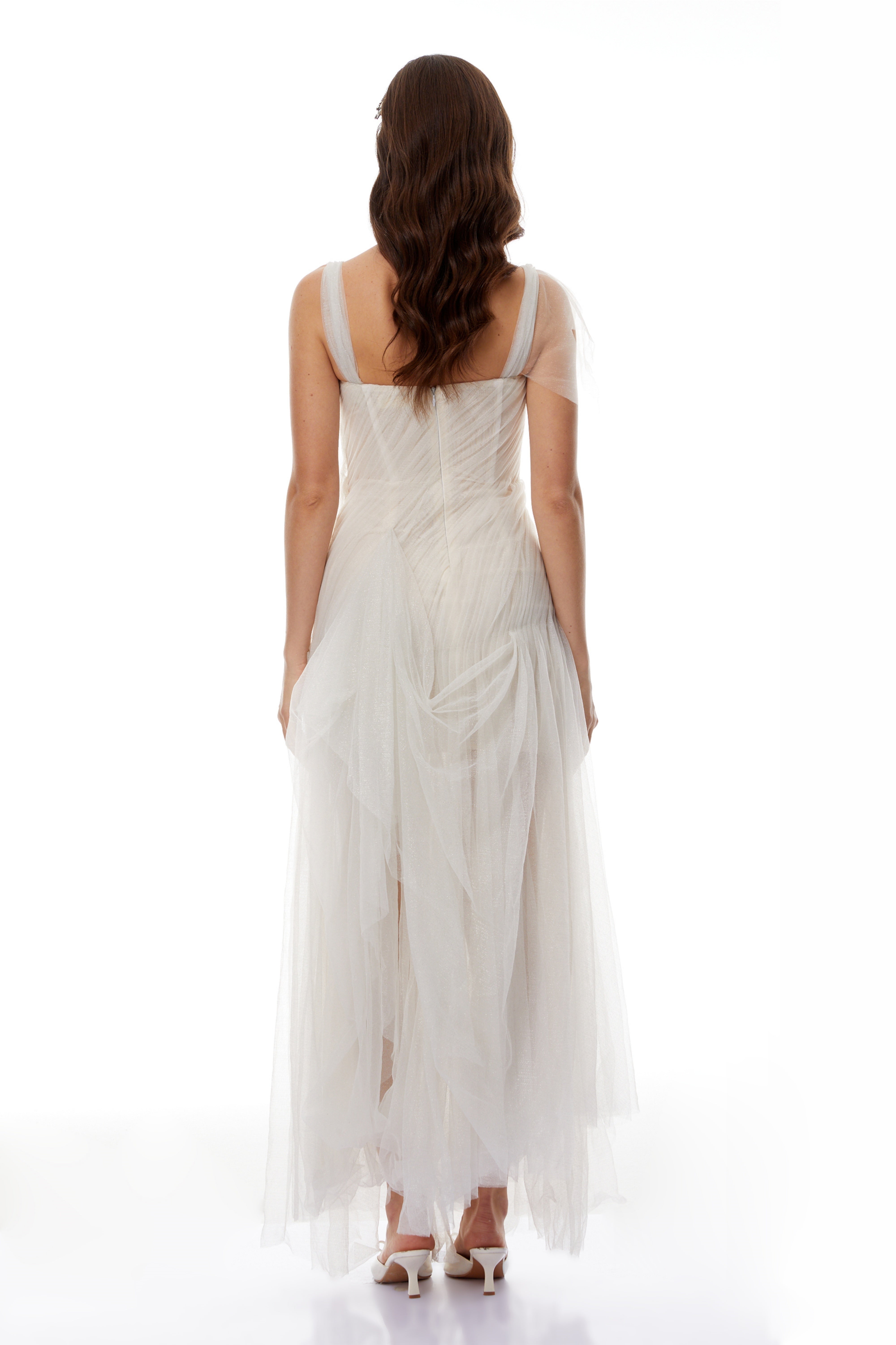 Scarlett White Tulle Corset Maxi Dress
